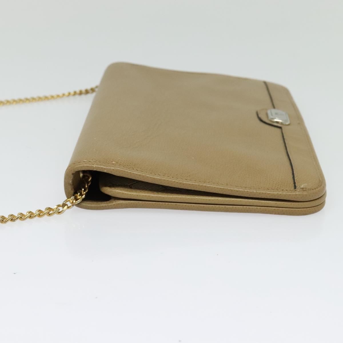 Christian Dior Vintage Chain Flap Leather Beige Leather Shoulder Bag Bag (Pre-Owned)
