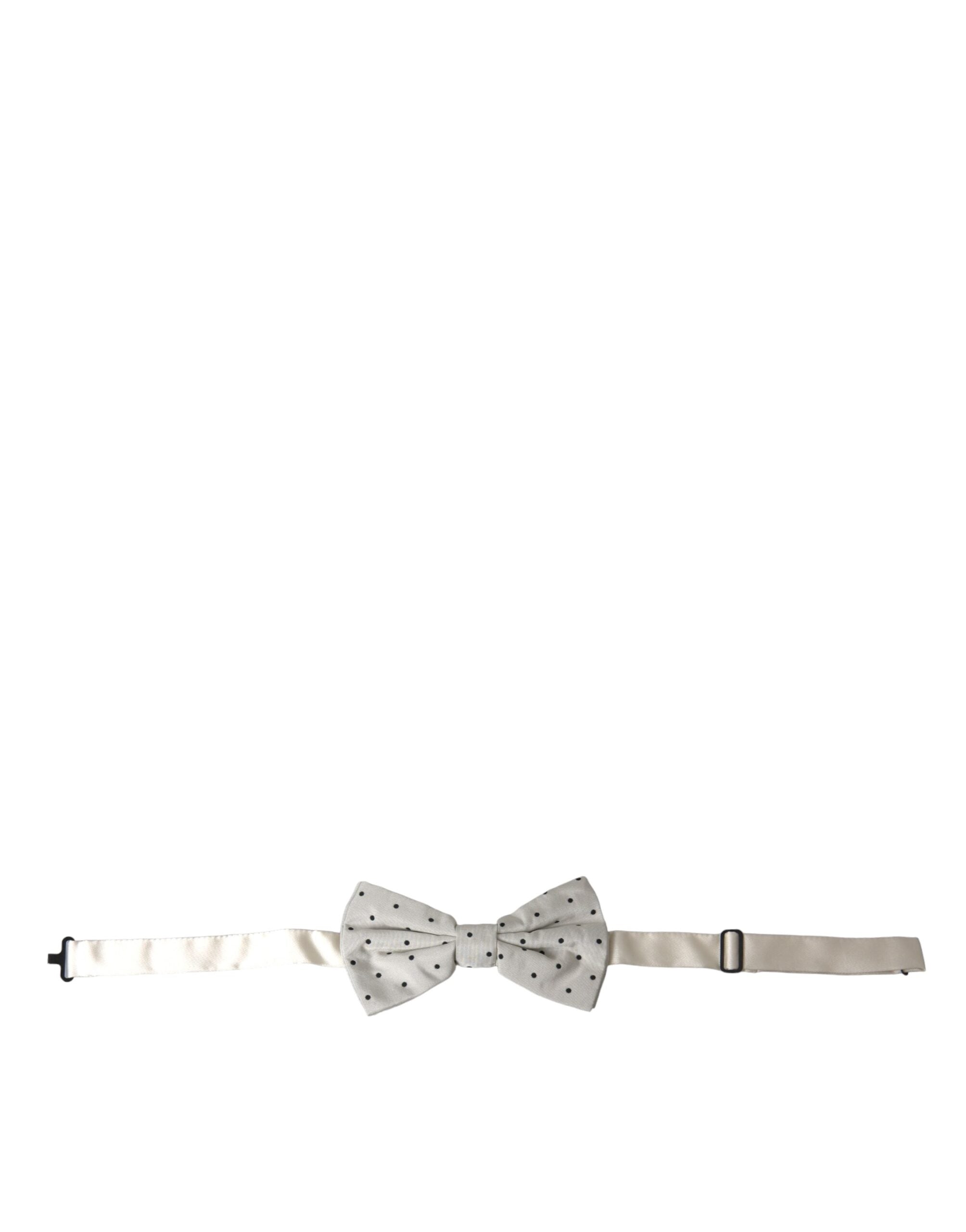 Dolce & Gabbana Gray Black Polka Dot Polyester Bow Tie Men's Men