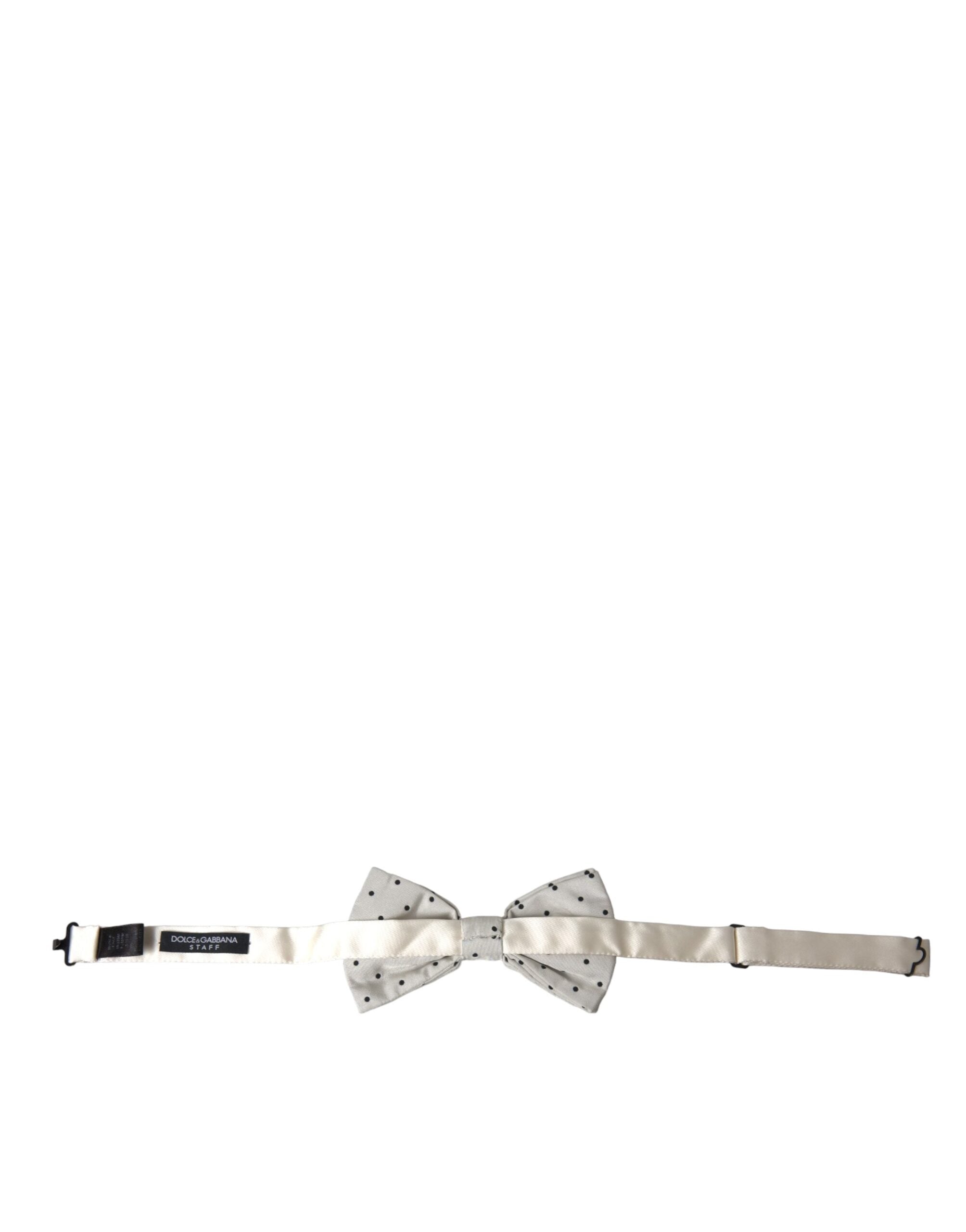 Dolce & Gabbana Gray Black Polka Dot Polyester Bow Tie Men's Men