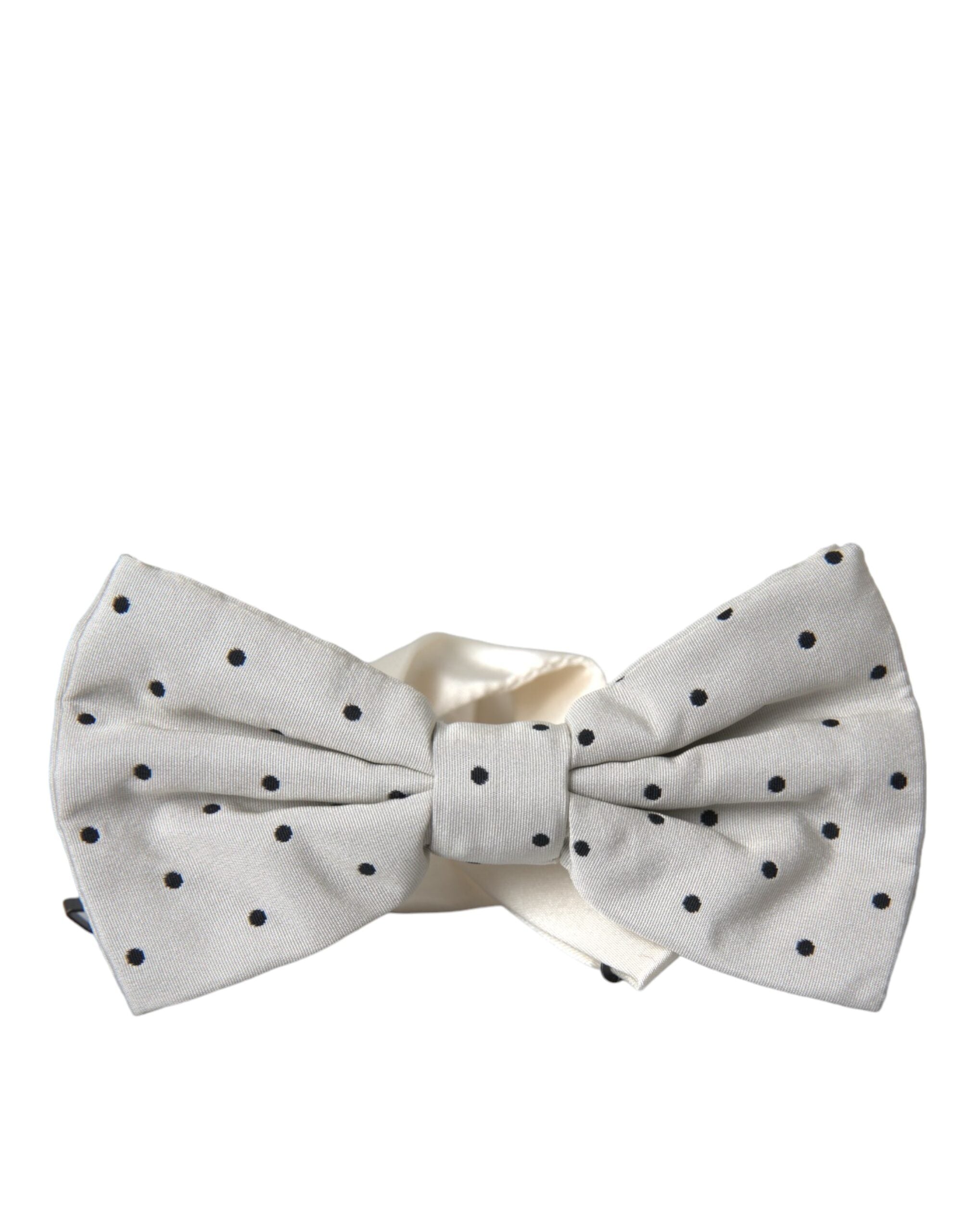 Dolce & Gabbana Gray Black Polka Dot Polyester Bow Tie Men's Men