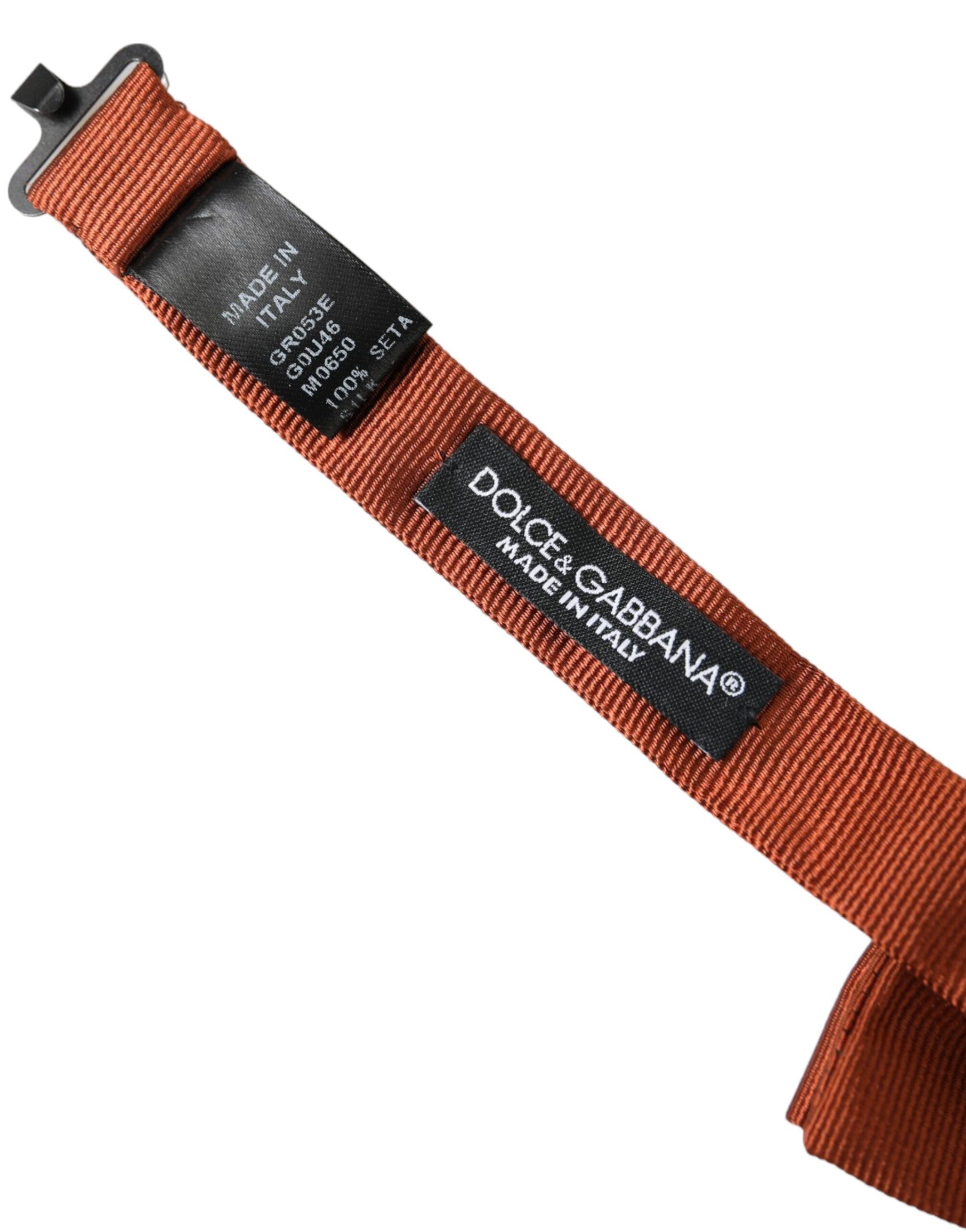 Dolce & Gabbana Brown Silk Adjustable Neck Men Bow Men's Tie
