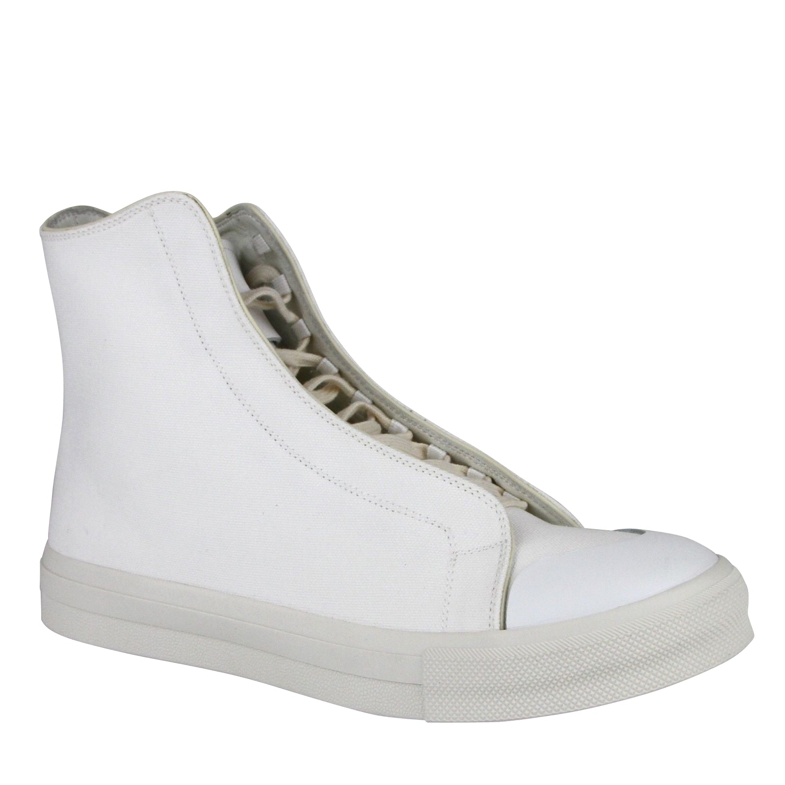 Alexander McQueen Men's Hi Top White / Ivory Canvas Sneaker