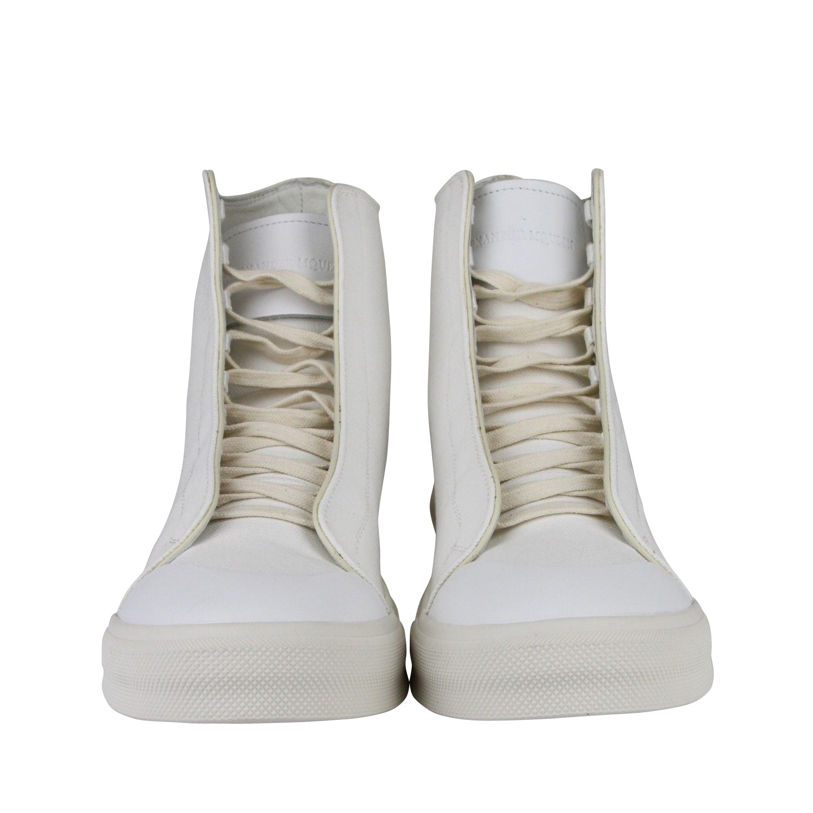 Alexander McQueen Men's Hi Top White / Ivory Canvas Sneaker