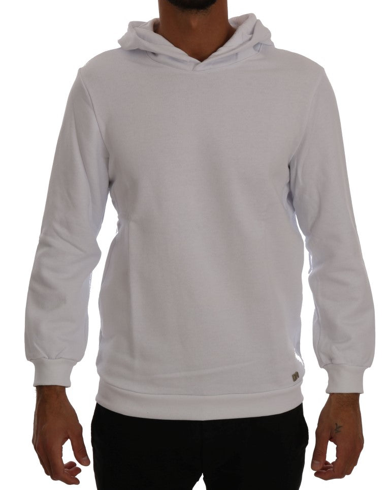 Daniele Alessandrini White Pullover Hodded Cotton Men's Sweater