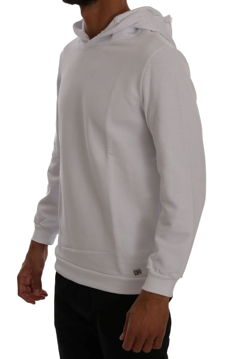 Daniele Alessandrini White Pullover Hodded Cotton Men's Sweater