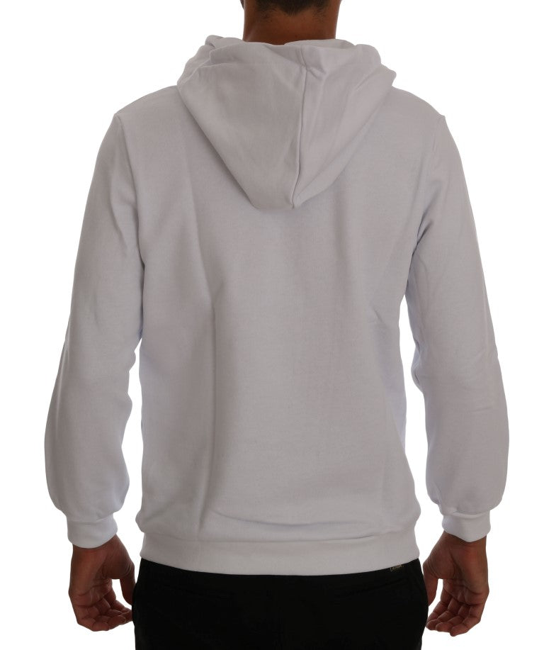Daniele Alessandrini White Pullover Hodded Cotton Men's Sweater