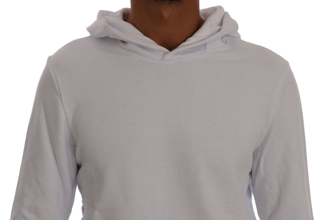 Daniele Alessandrini White Pullover Hodded Cotton Men's Sweater