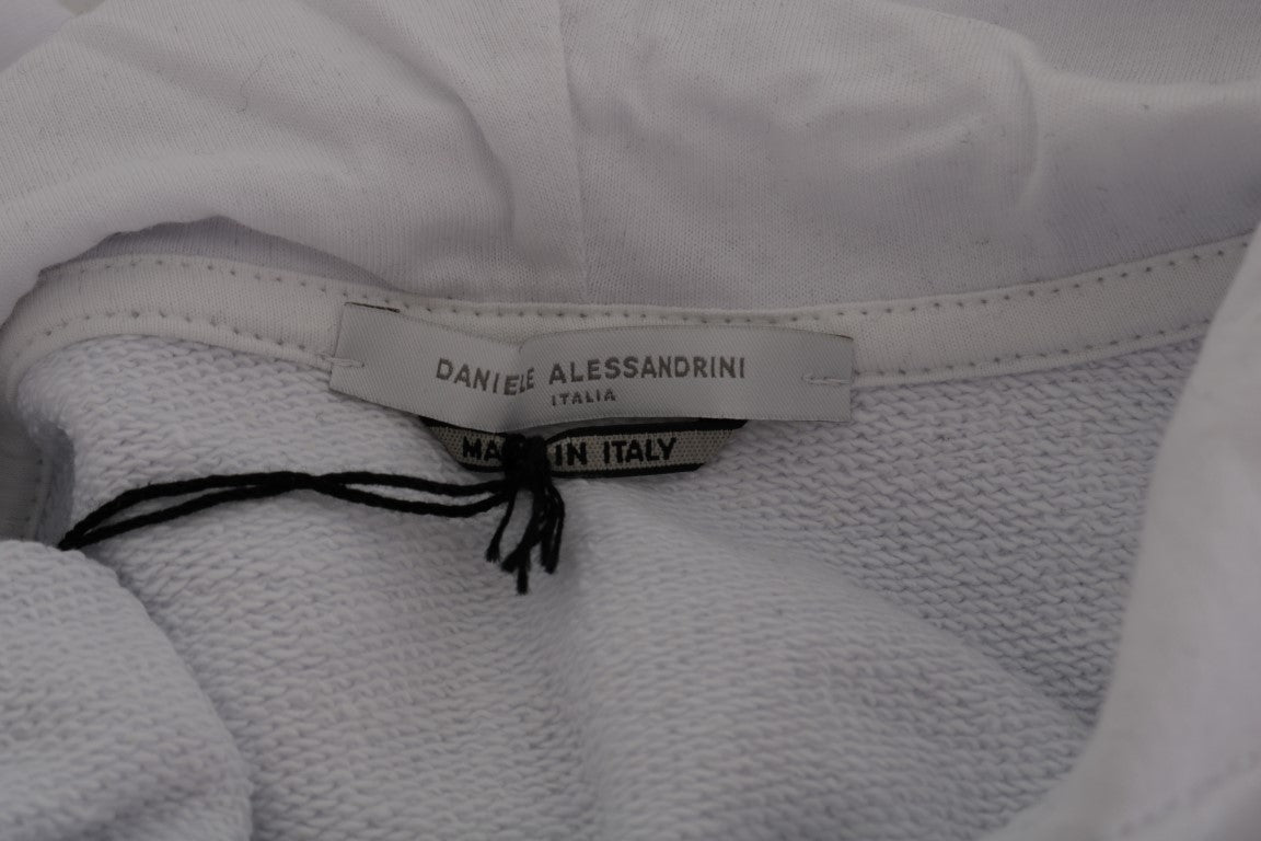 Daniele Alessandrini White Pullover Hodded Cotton Men's Sweater