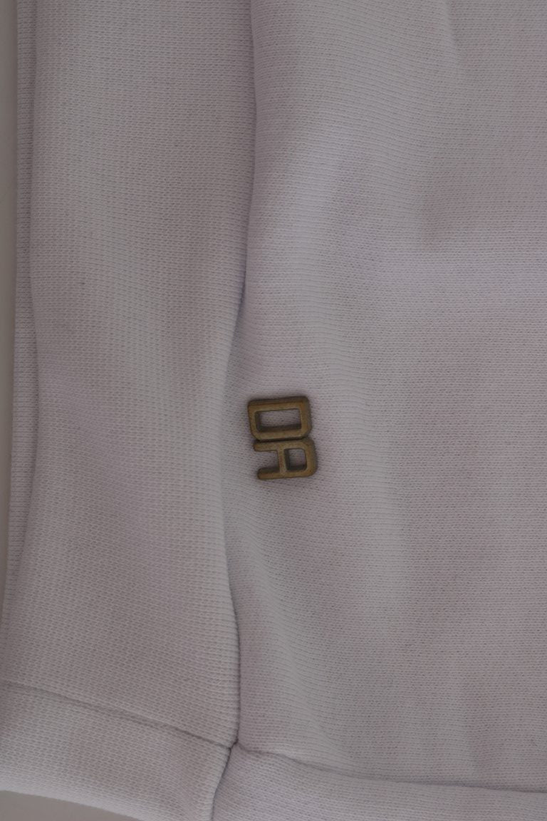 Daniele Alessandrini White Pullover Hodded Cotton Men's Sweater