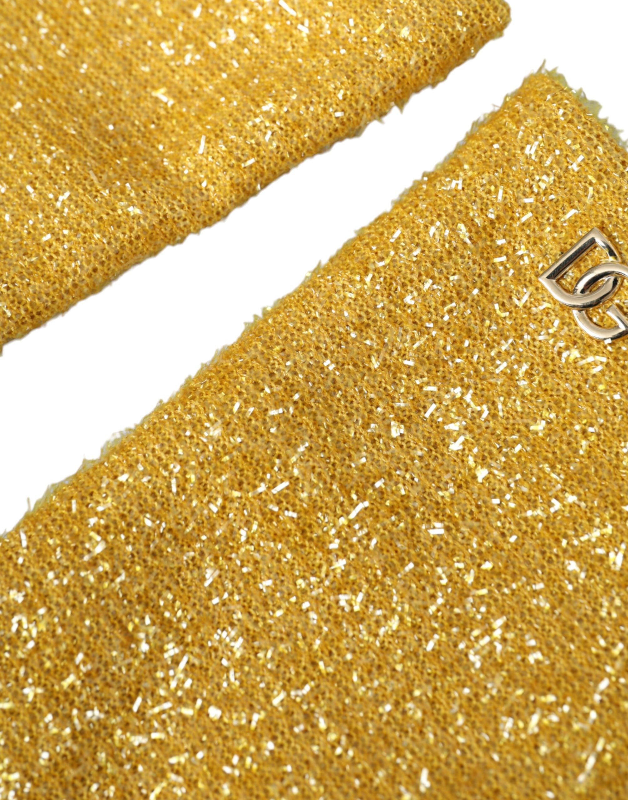 Dolce & Gabbana Gold Lurex Fantasia Mid Arm Length Women's Gloves