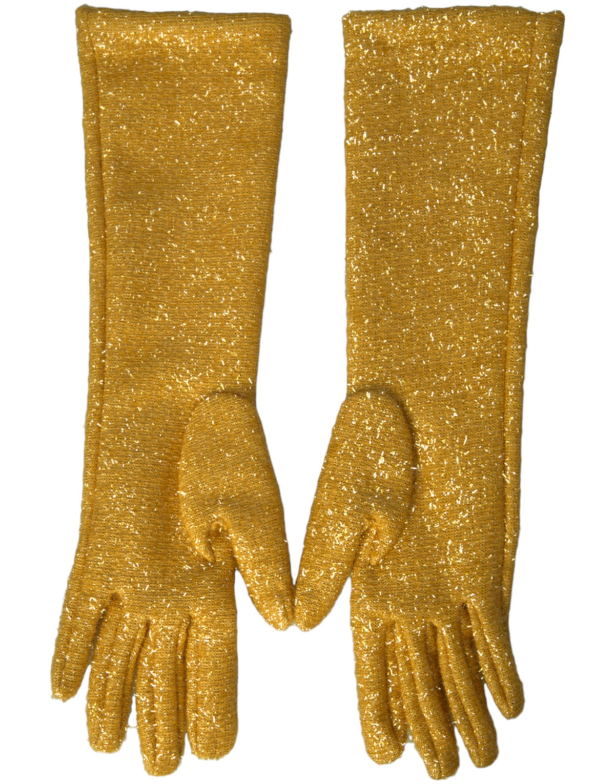 Dolce & Gabbana Gold Lurex Fantasia Mid Arm Length Women's Gloves