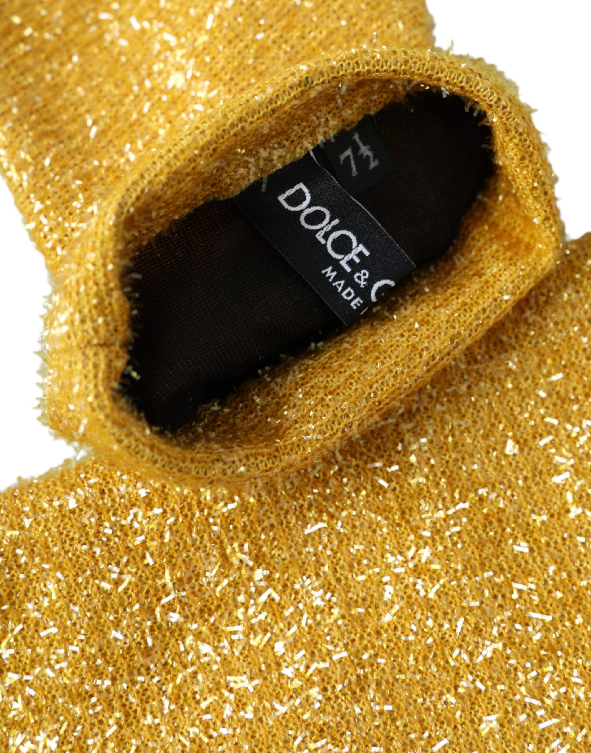 Dolce & Gabbana Gold Lurex Fantasia Mid Arm Length Women's Gloves