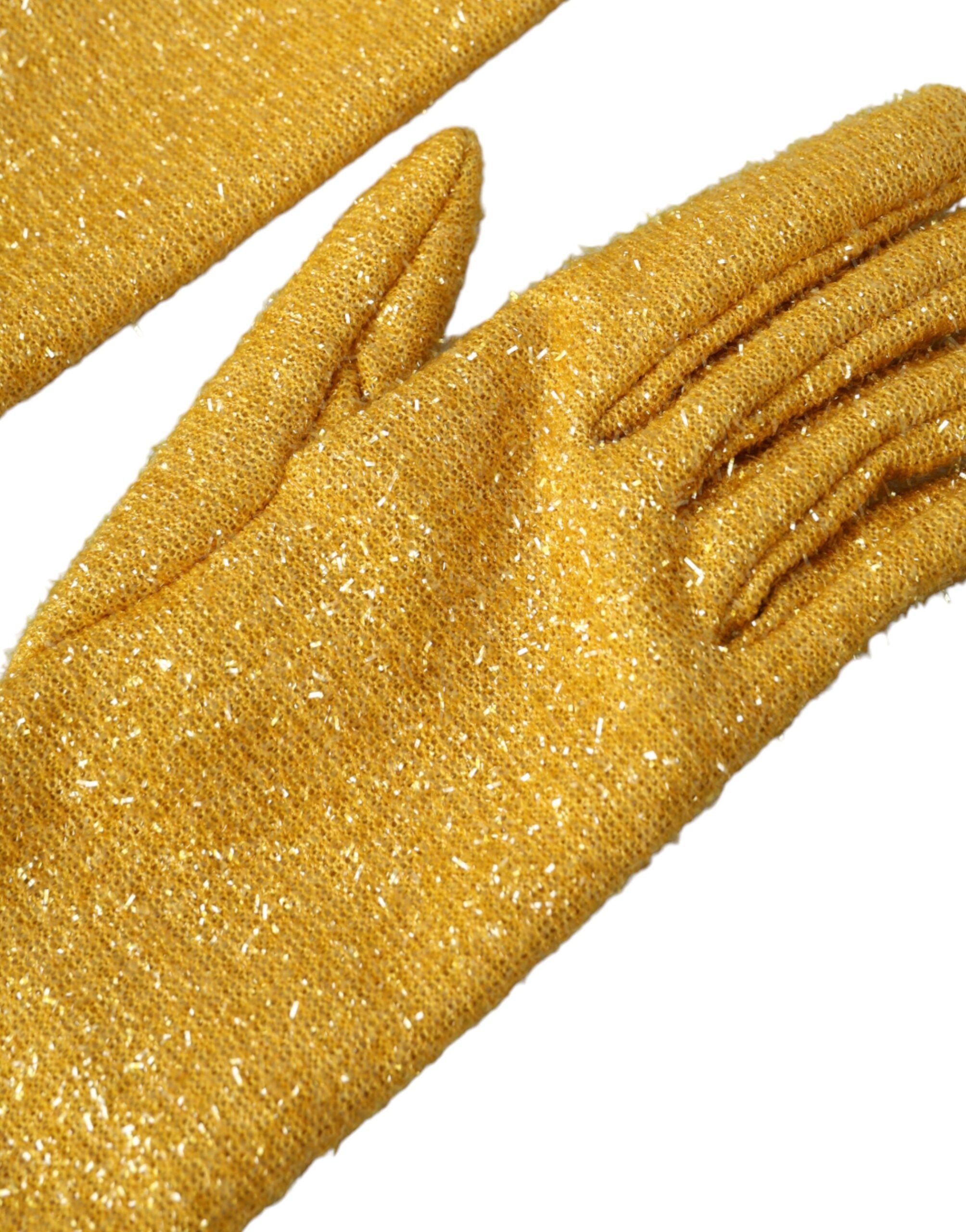 Dolce & Gabbana Gold Lurex Fantasia Mid Arm Length Women's Gloves