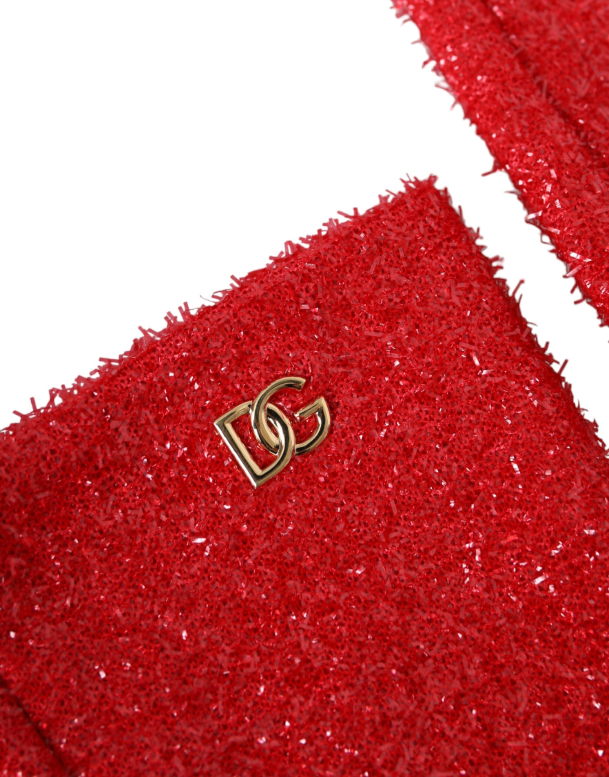 Dolce & Gabbana Red Lurex Fantasia Mid Arm Length Women's Gloves