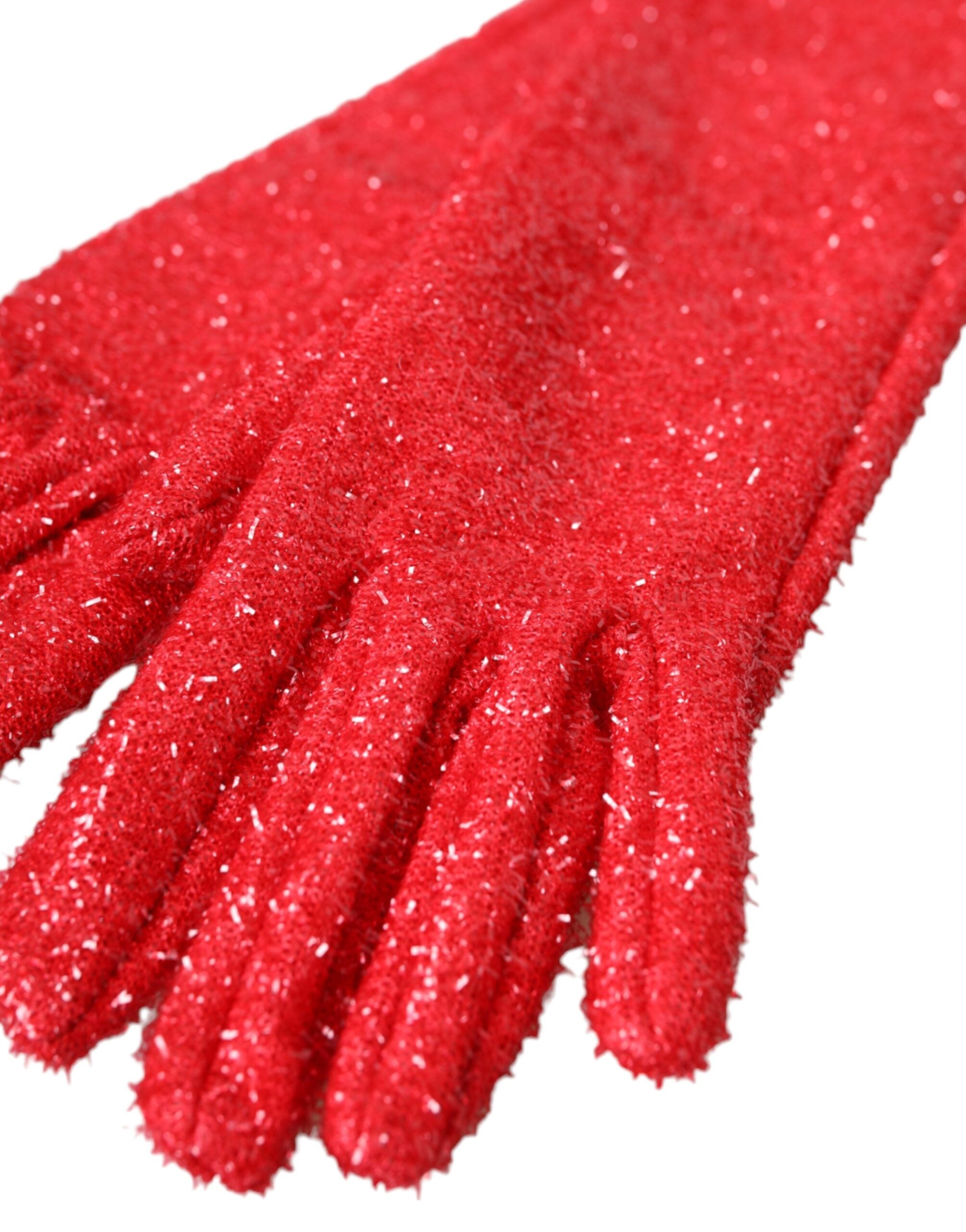 Dolce & Gabbana Red Lurex Fantasia Mid Arm Length Women's Gloves