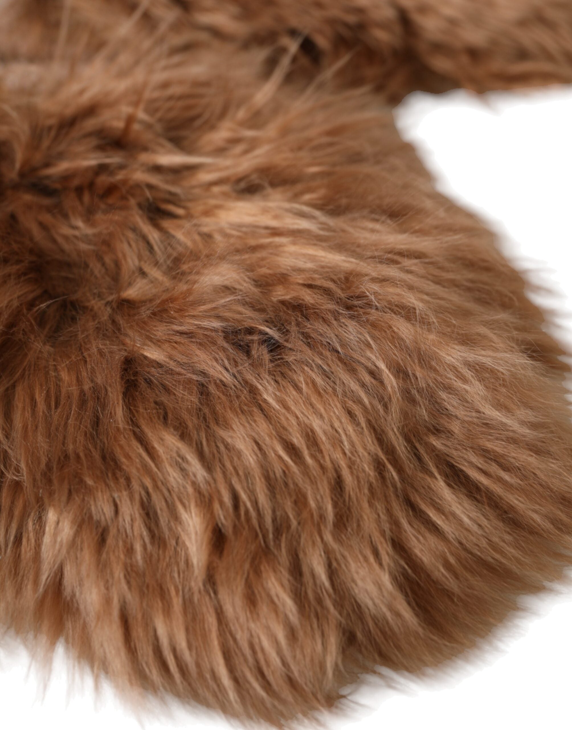 Dolce & Gabbana Brown Cashmere Knitted Fur Mid Arm Mitten Women's Gloves