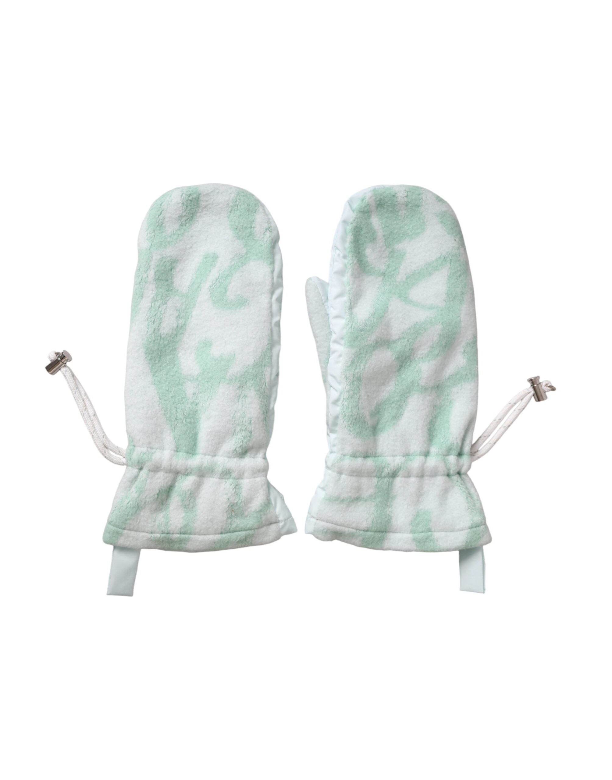 Dolce & Gabbana White Nylon Fleece Wrist Length Mitten Women's Gloves