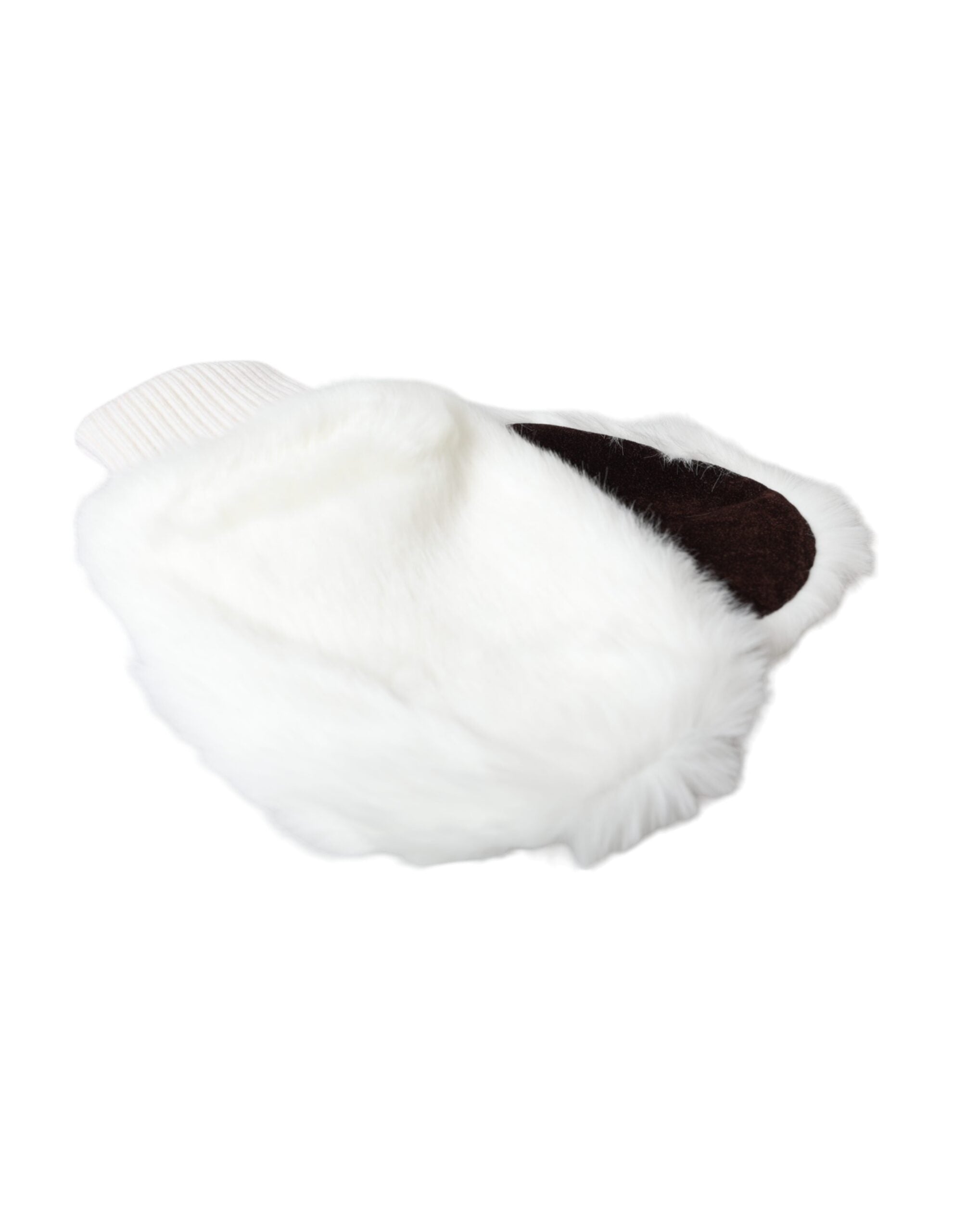 Dolce & Gabbana White Acrylic Knitted Fur Wrist Mitten Women's Gloves