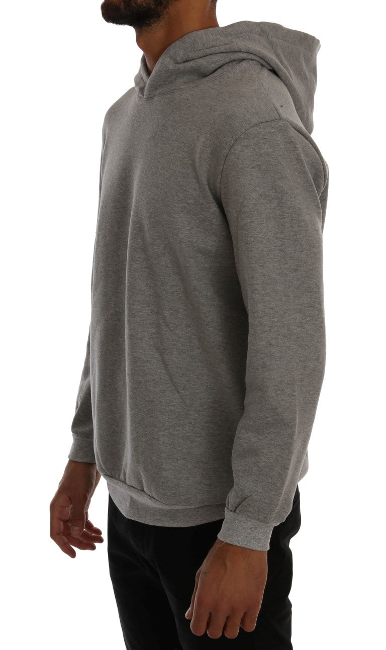 Daniele Alessandrini Gray Pullover Hodded Cotton Men's Sweater