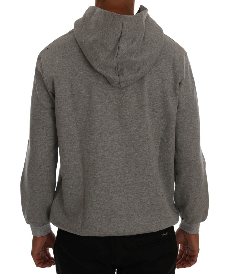 Daniele Alessandrini Gray Pullover Hodded Cotton Men's Sweater