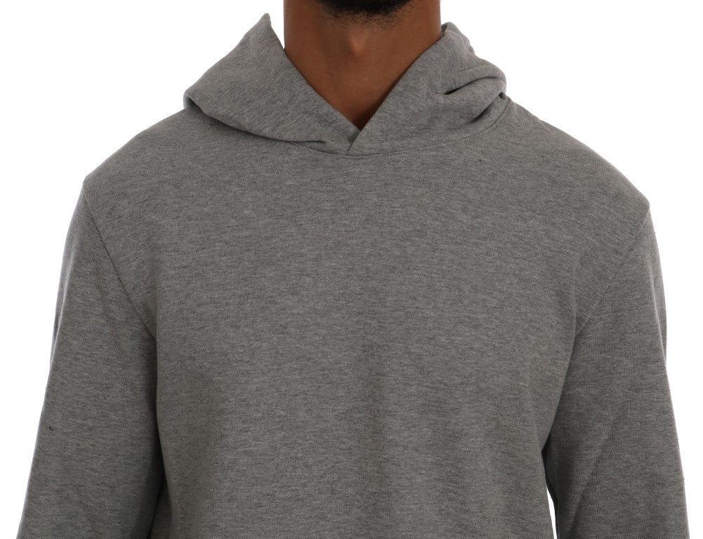 Daniele Alessandrini Gray Pullover Hodded Cotton Men's Sweater