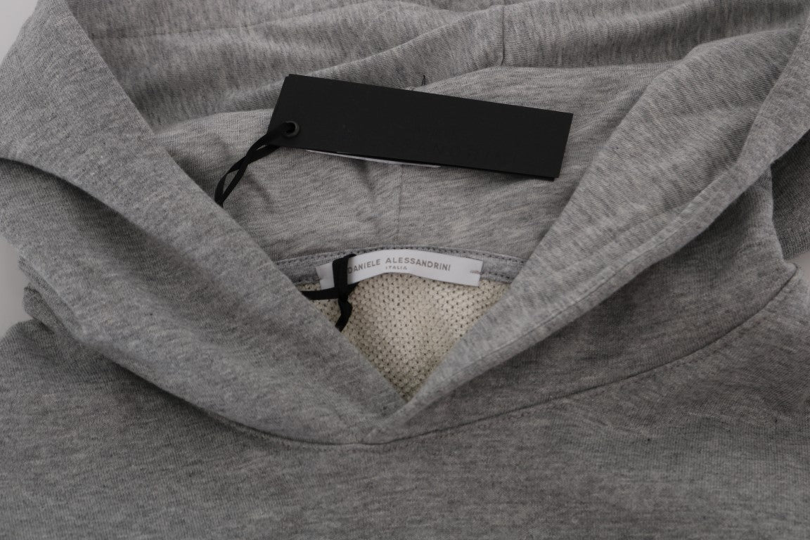 Daniele Alessandrini Gray Pullover Hodded Cotton Men's Sweater