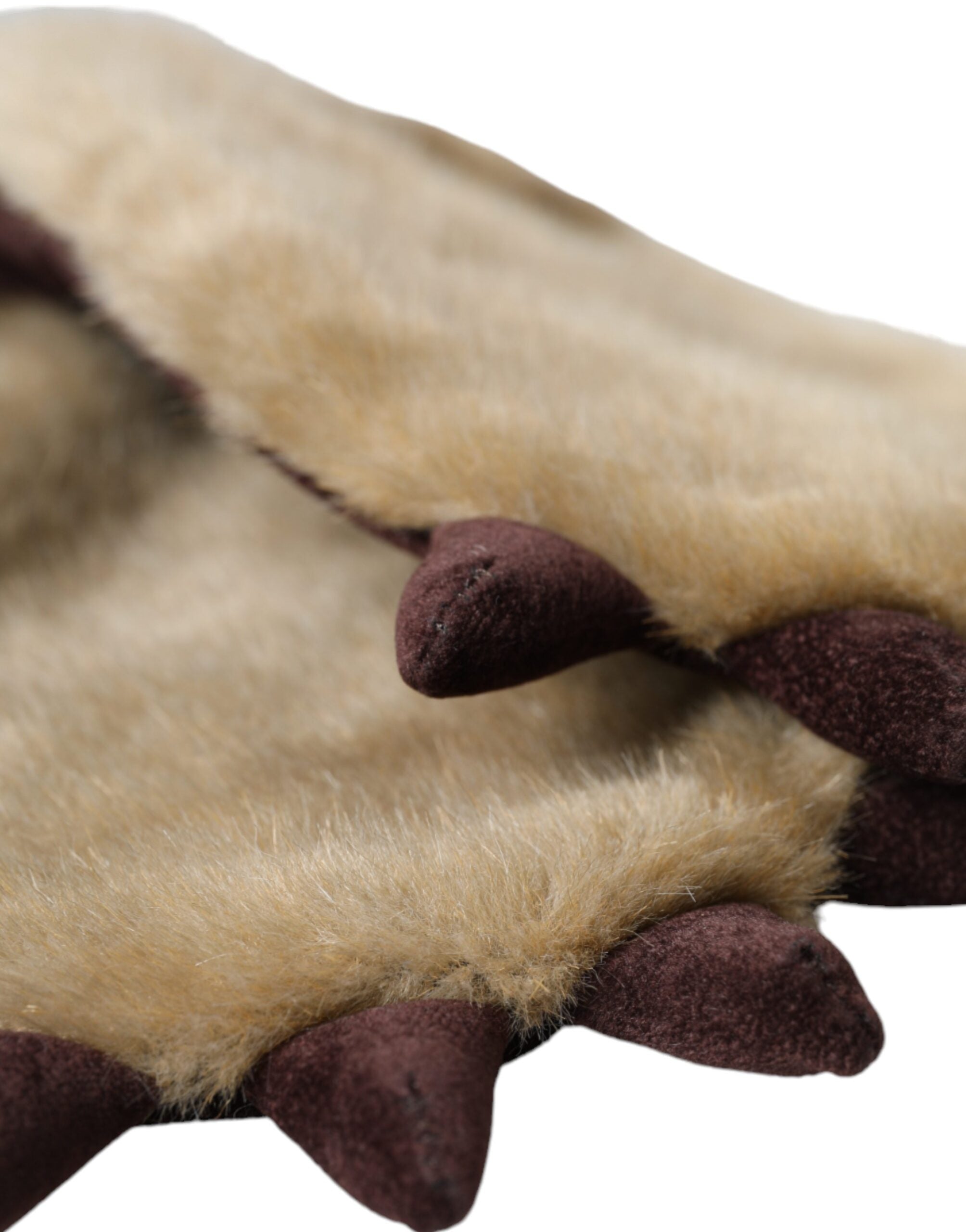 Dolce & Gabbana Beige Acrylic Knitted Fur Wrist Mitten Women's Gloves