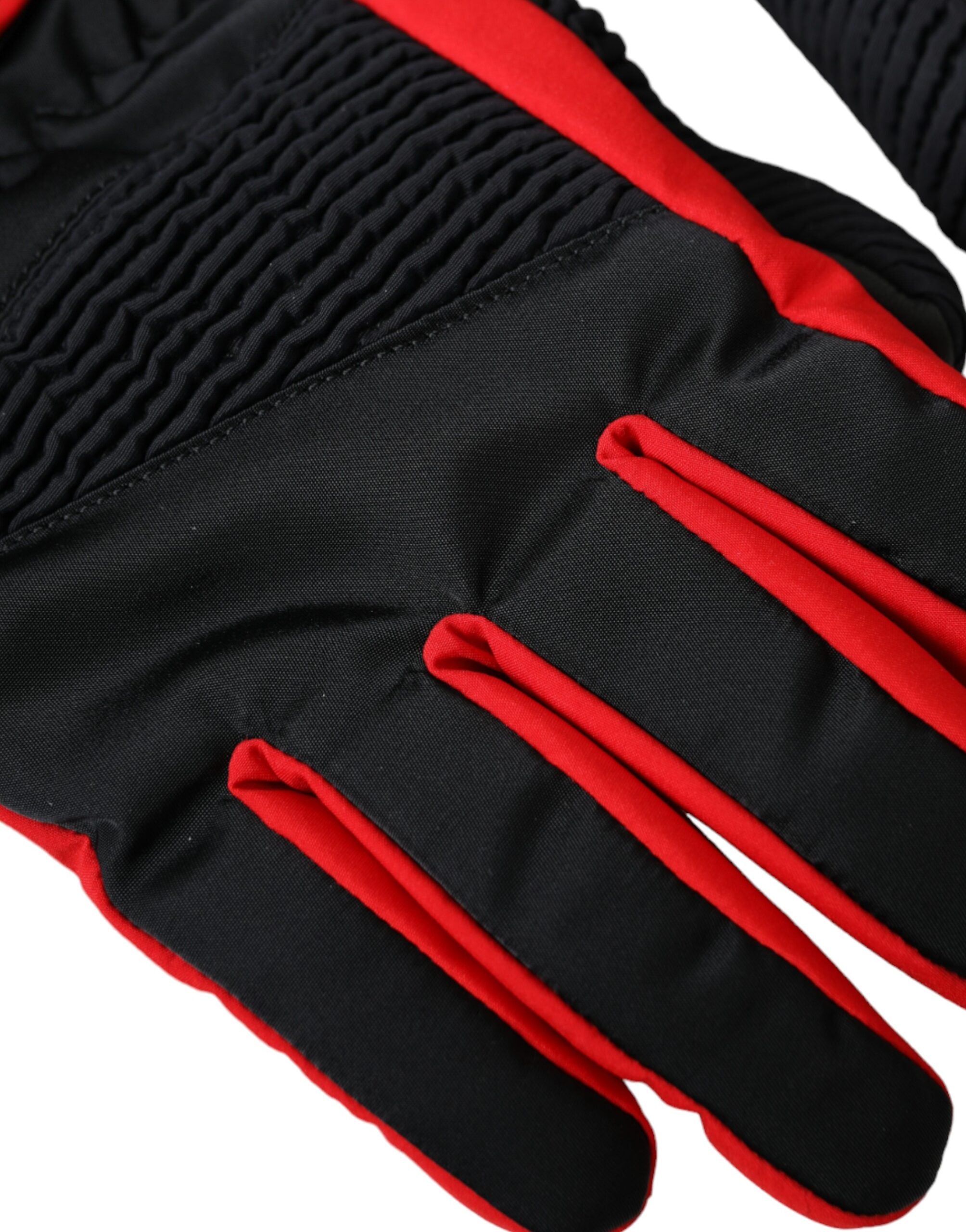 Dolce & Gabbana Black Red Nylon Wrist Length Men's Gloves