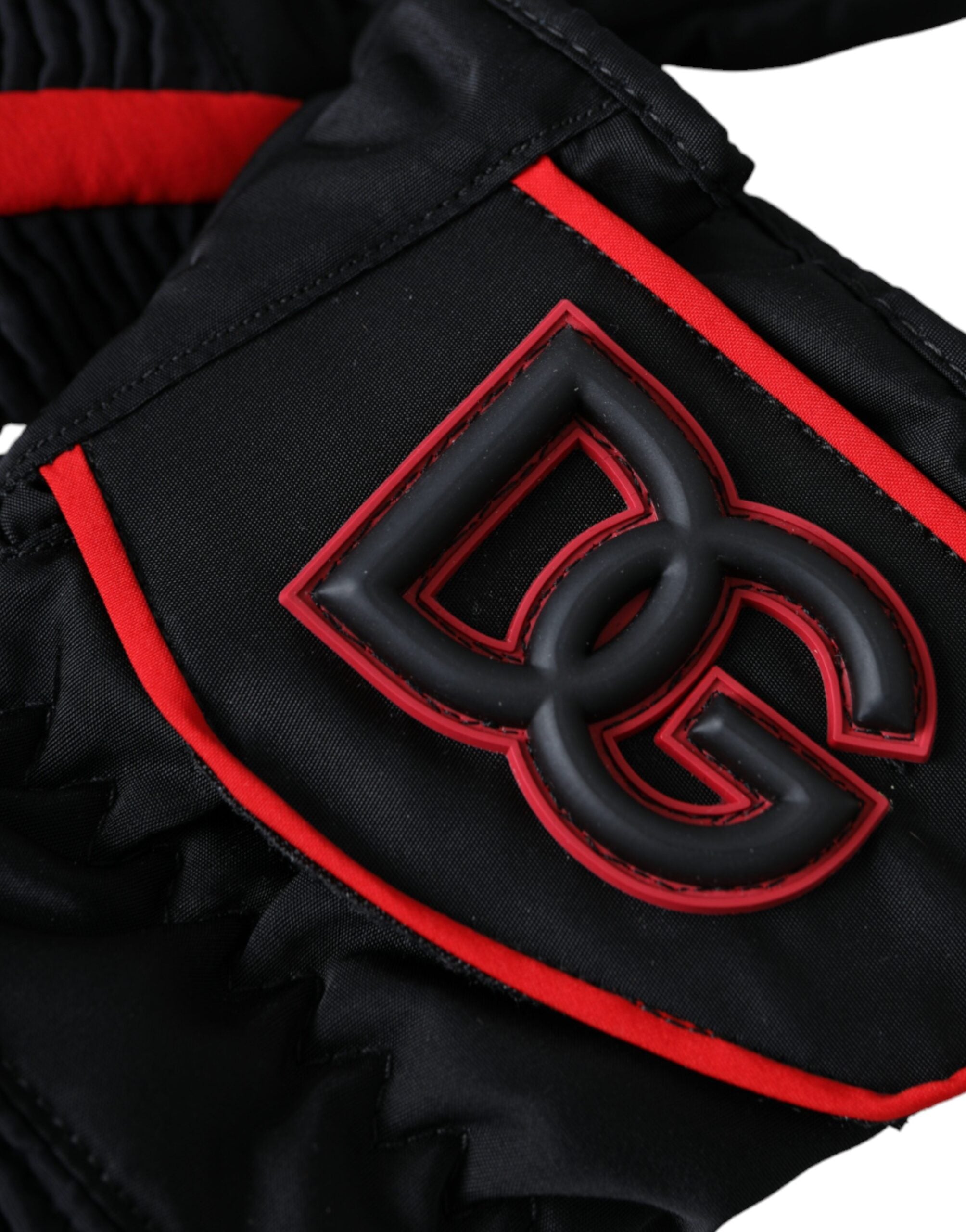 Dolce & Gabbana Black Red Nylon Wrist Length Men's Gloves