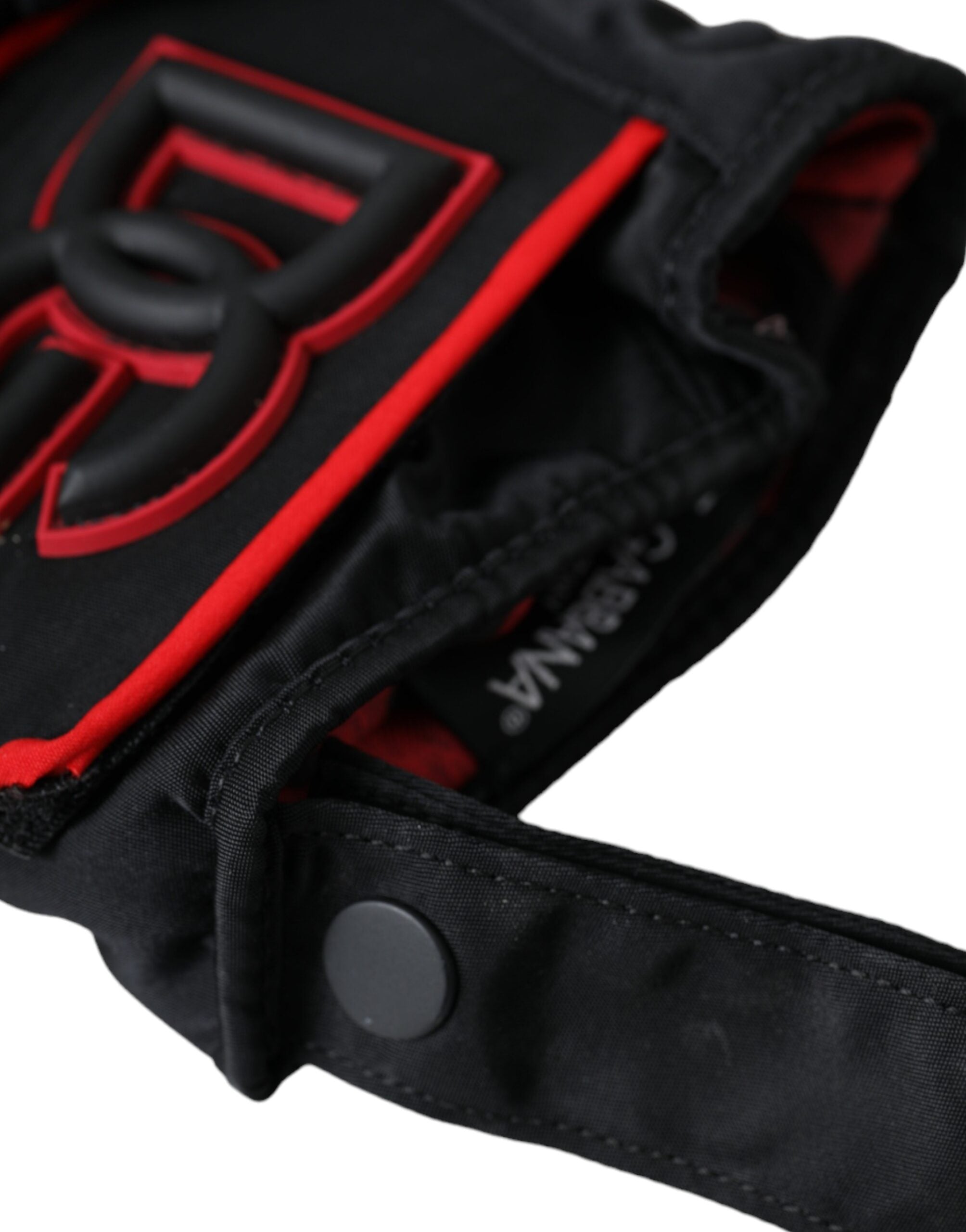 Dolce & Gabbana Black Red Nylon Wrist Length Men's Gloves