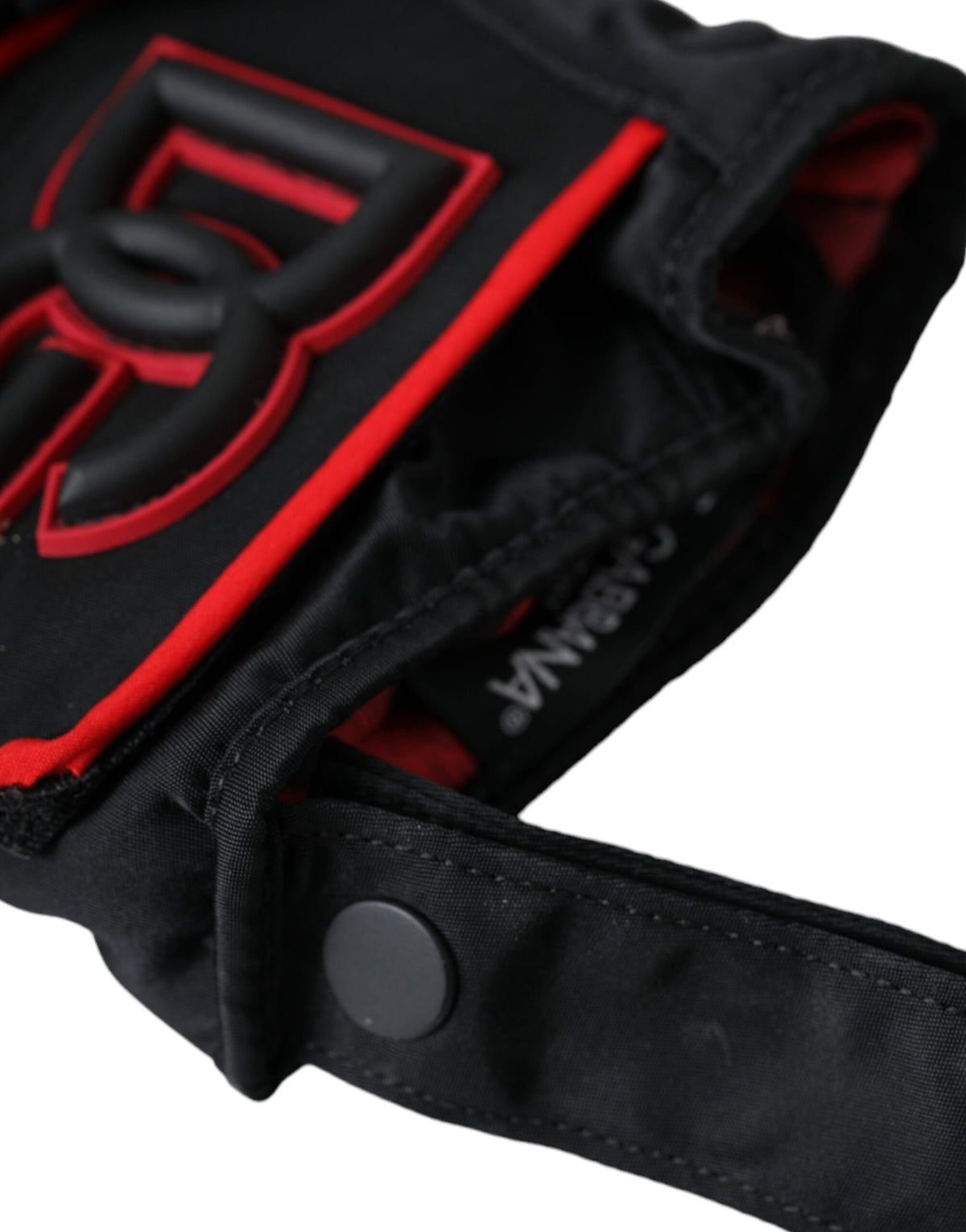 Dolce & Gabbana Black Red Nylon Wrist Length Men's Gloves