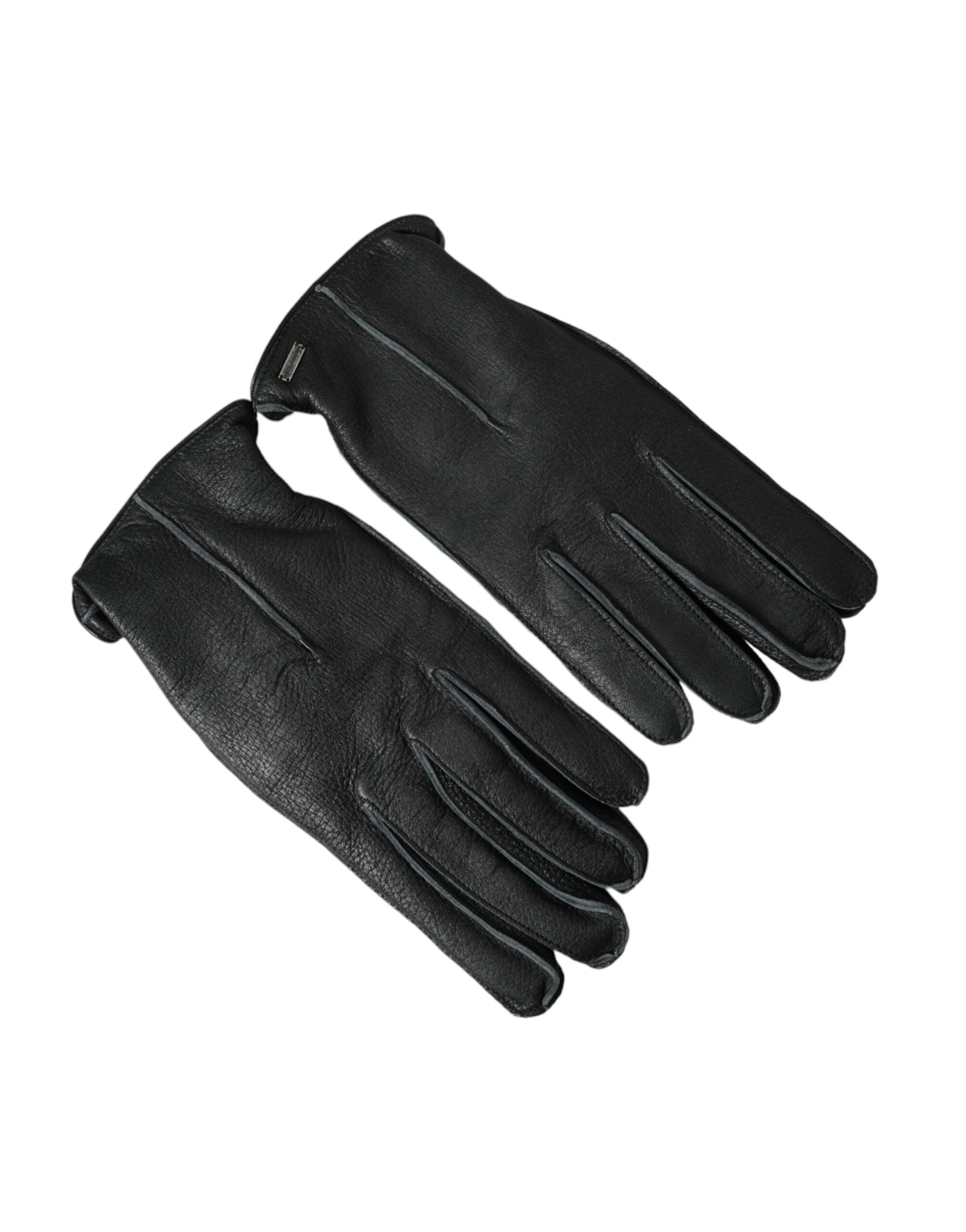 Dolce & Gabbana Black Deer Leather Wrist Length Men's Gloves