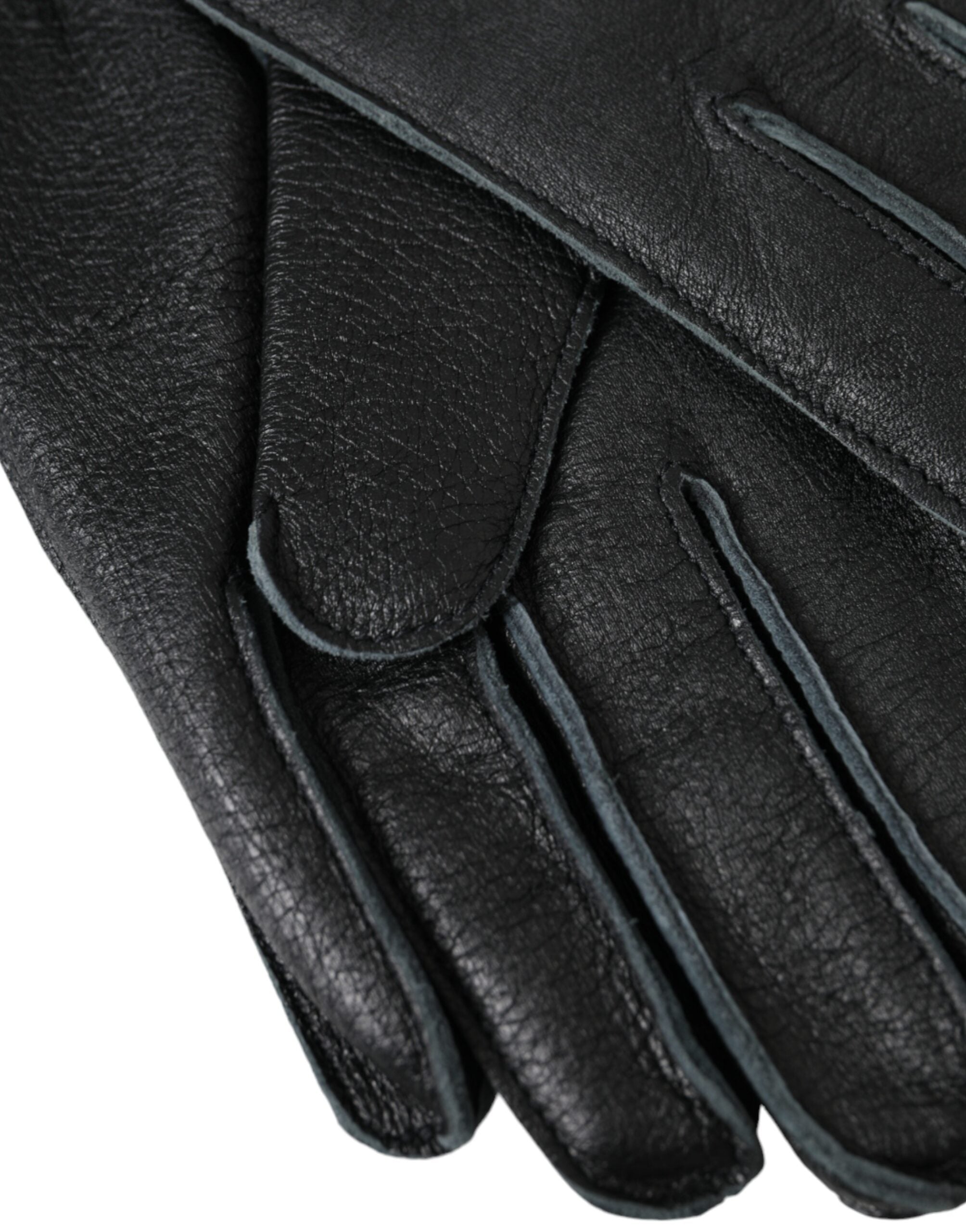 Dolce & Gabbana Black Deer Leather Wrist Length Men's Gloves