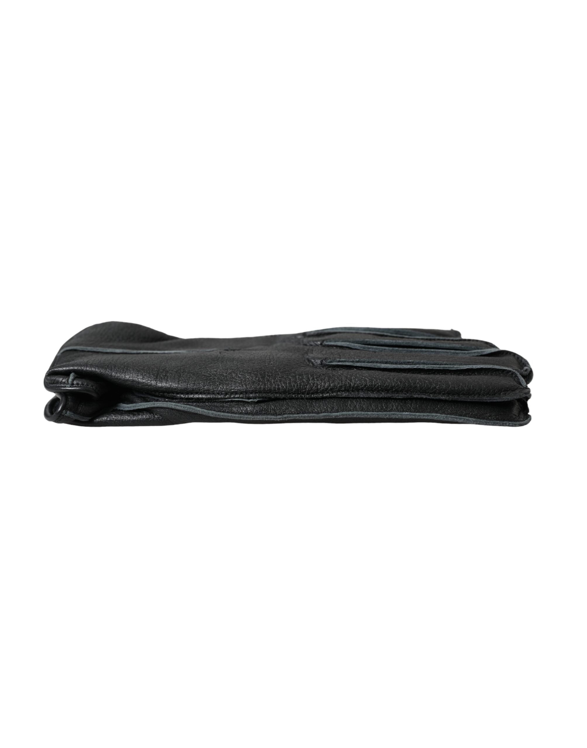 Dolce & Gabbana Black Deer Leather Wrist Length Men's Gloves