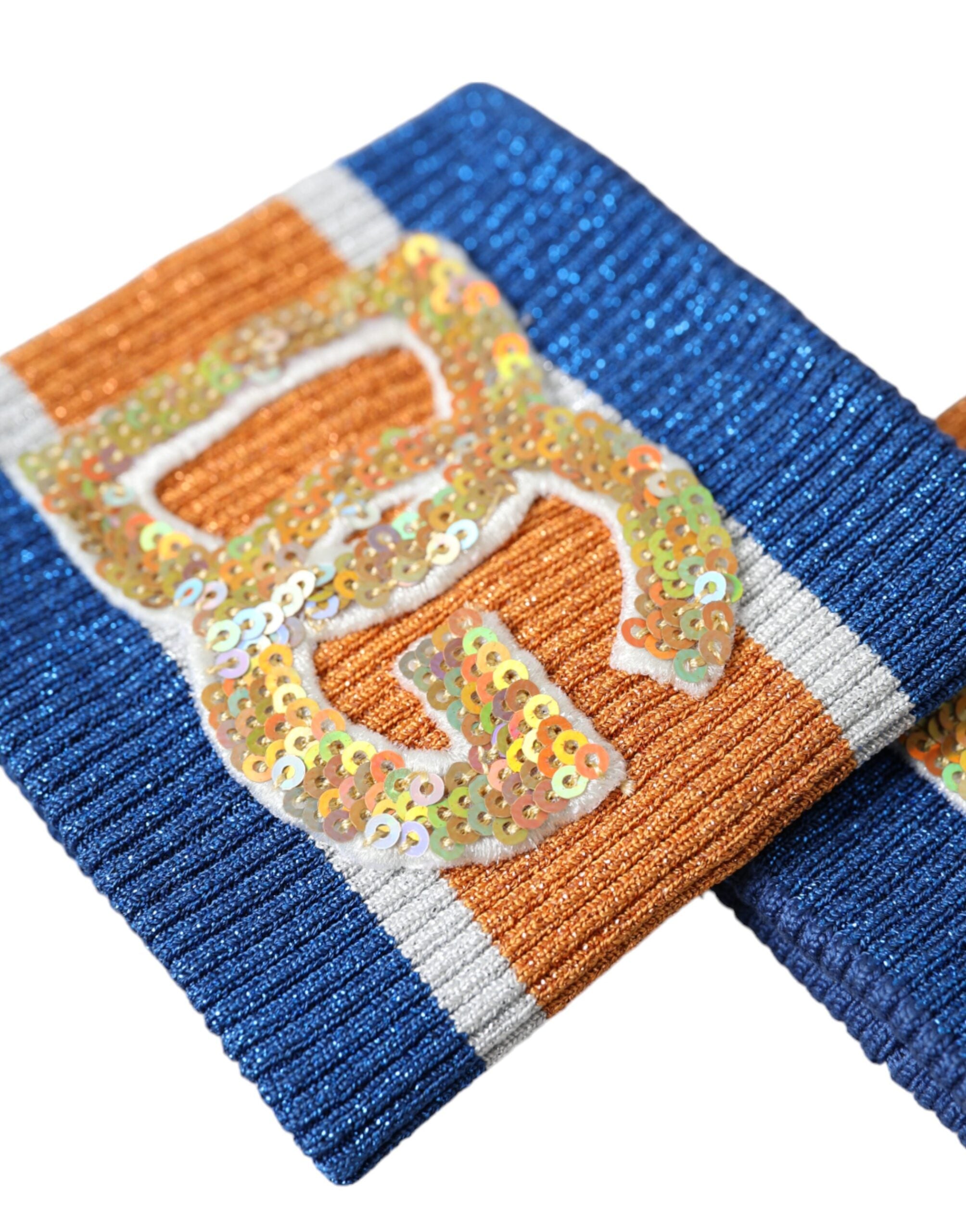 Dolce & Gabbana Multicolor Logo Sequin Viscose Men's Wristband
