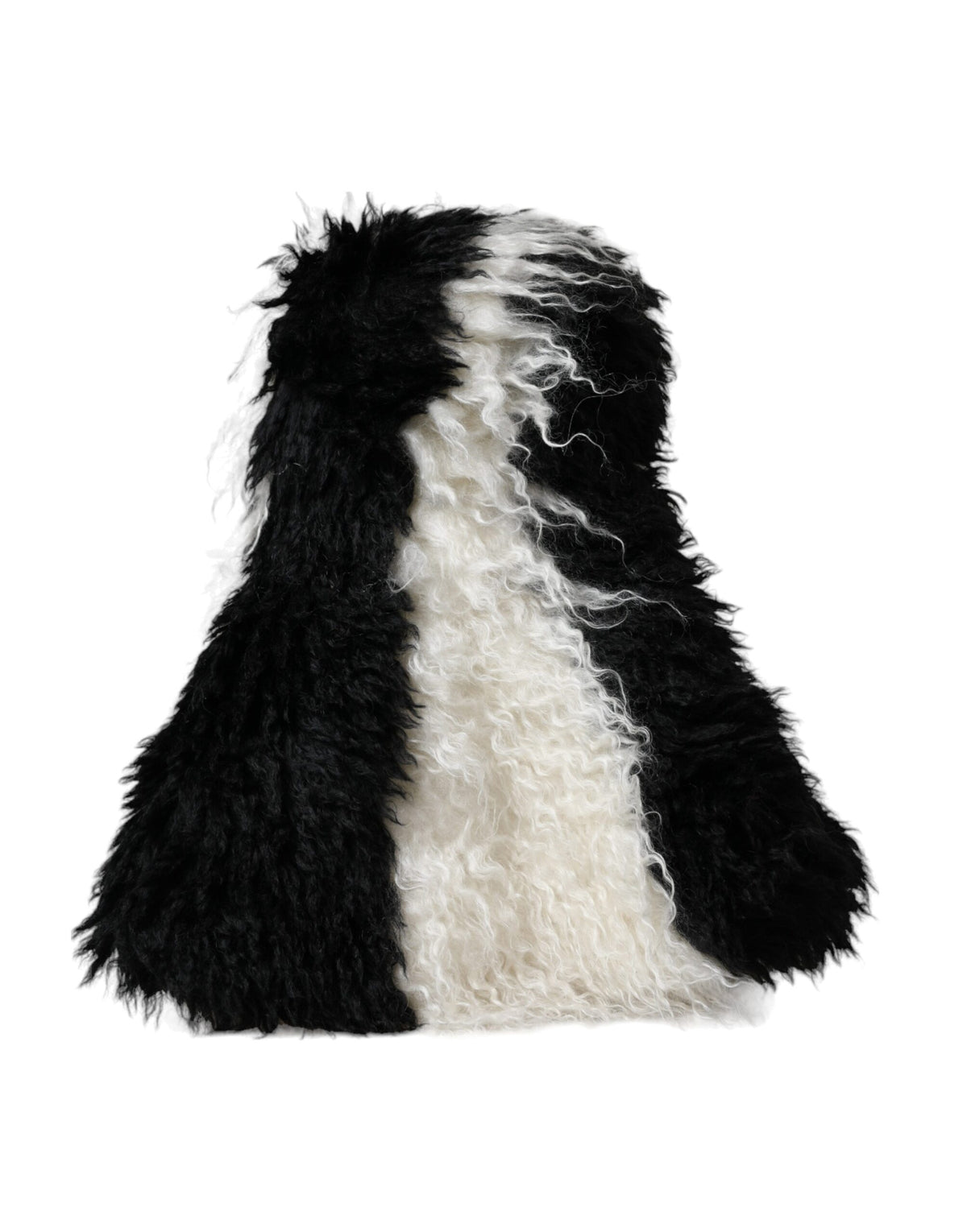 Dolce & Gabbana Black White Stripes Mohair Fur Bucket Women's Hat
