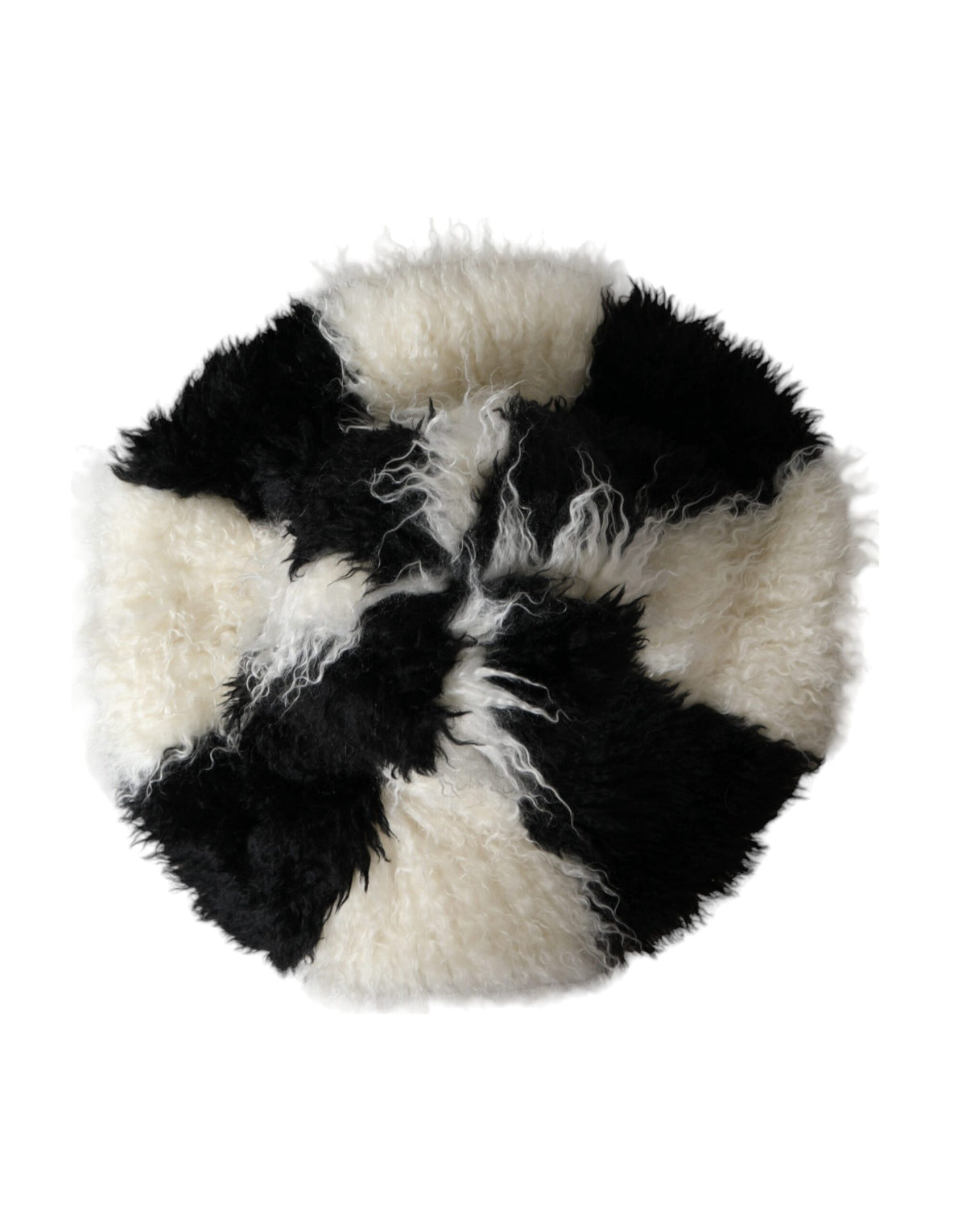 Dolce & Gabbana Black White Stripes Mohair Fur Bucket Women's Hat