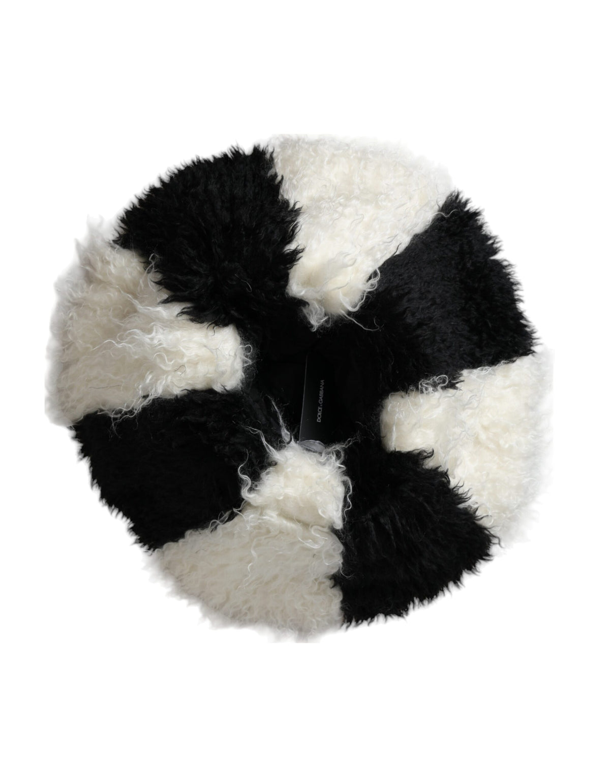 Dolce & Gabbana Black White Stripes Mohair Fur Bucket Women's Hat