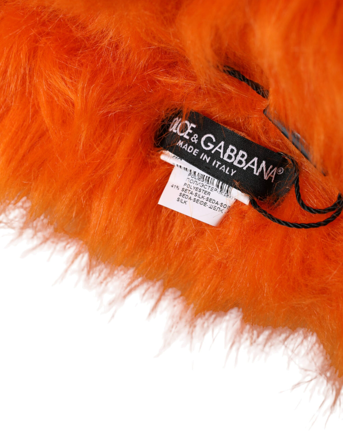 Dolce & Gabbana Orange Faux Fur Whole Head Wrap Women's Hat
