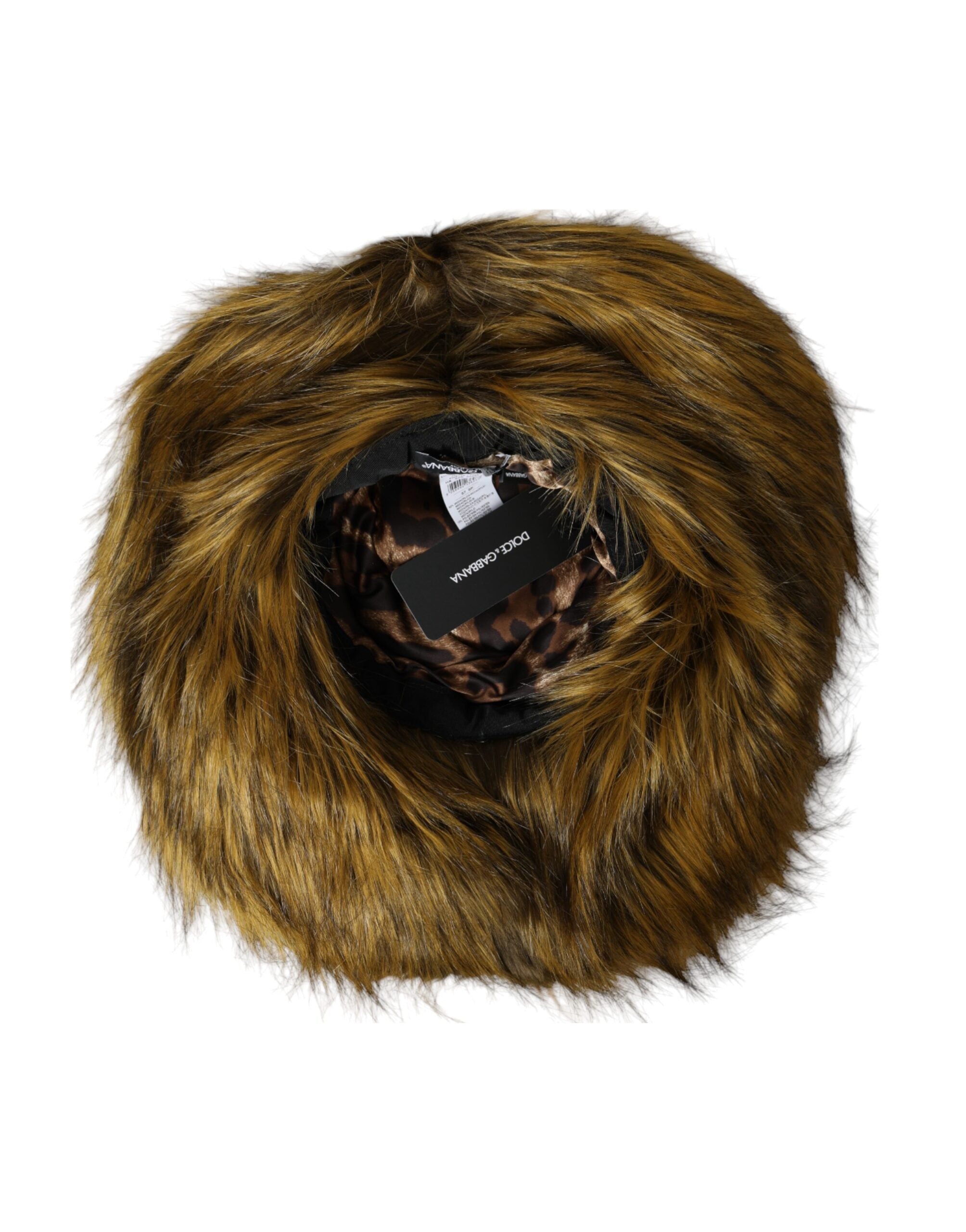 Dolce & Gabbana Brown Modacrylic Faux Fur Bucket Women's Hat