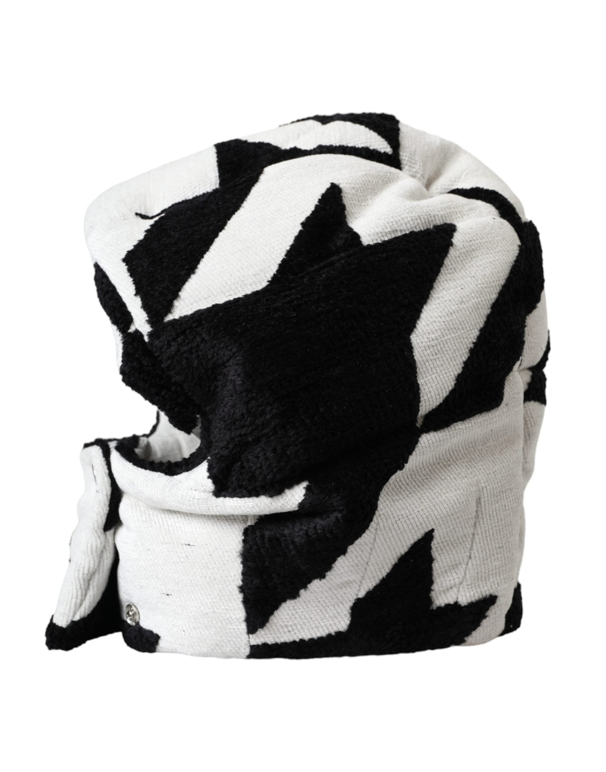 Dolce & Gabbana Black White Wool Whole Head Wrap Women's Hat (Pre-Owned)