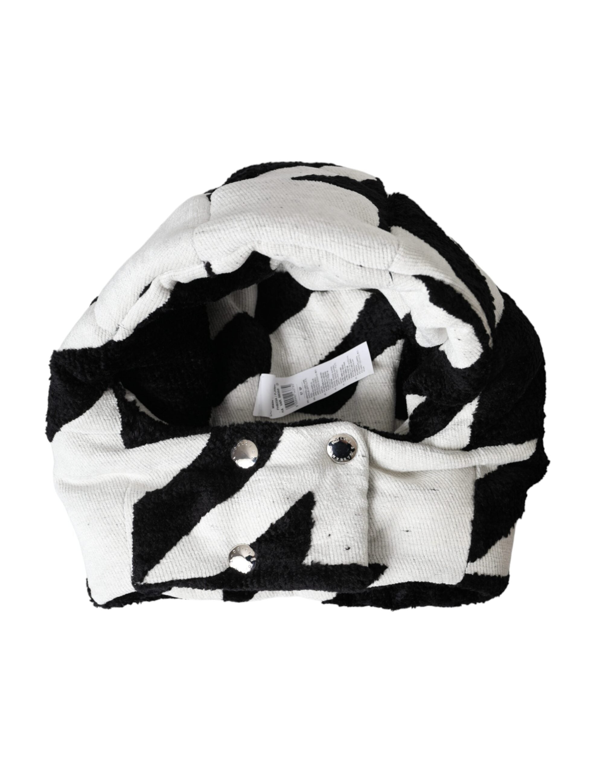 Dolce & Gabbana Black White Wool Whole Head Wrap Women's Hat (Pre-Owned)