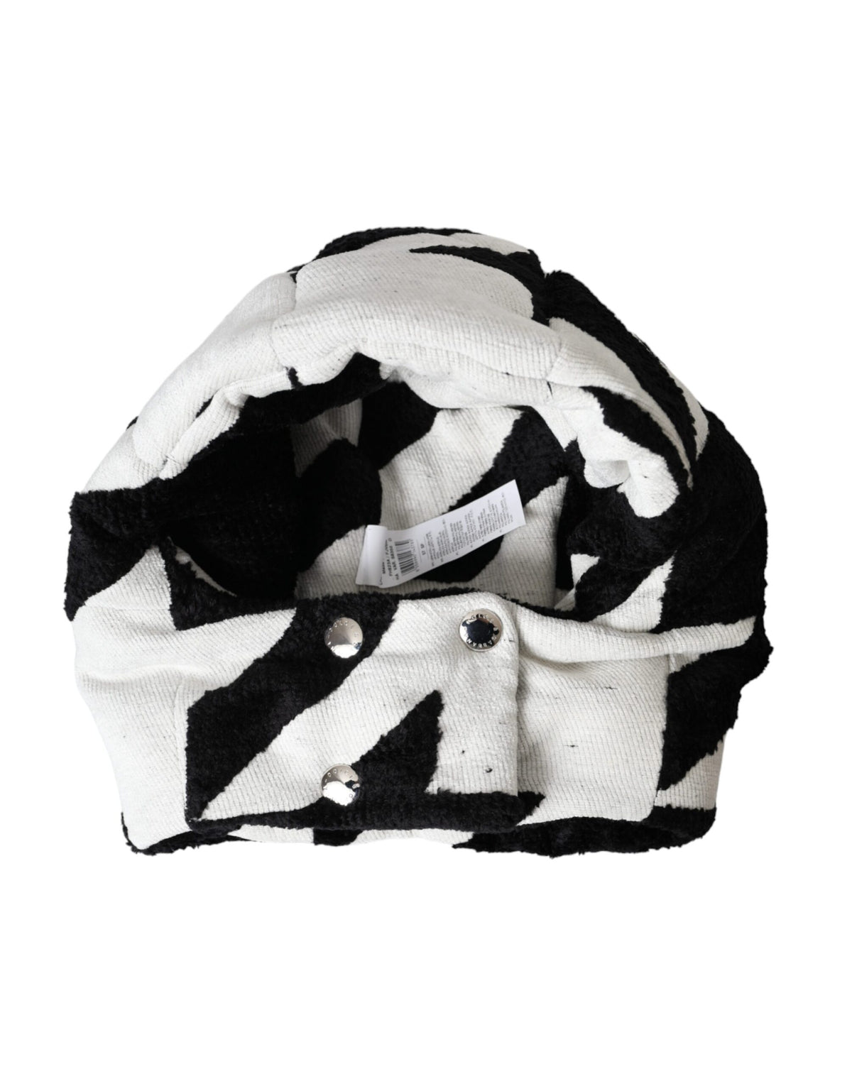Dolce & Gabbana Black White Wool Whole Head Wrap Women's Hat (Pre-Owned)