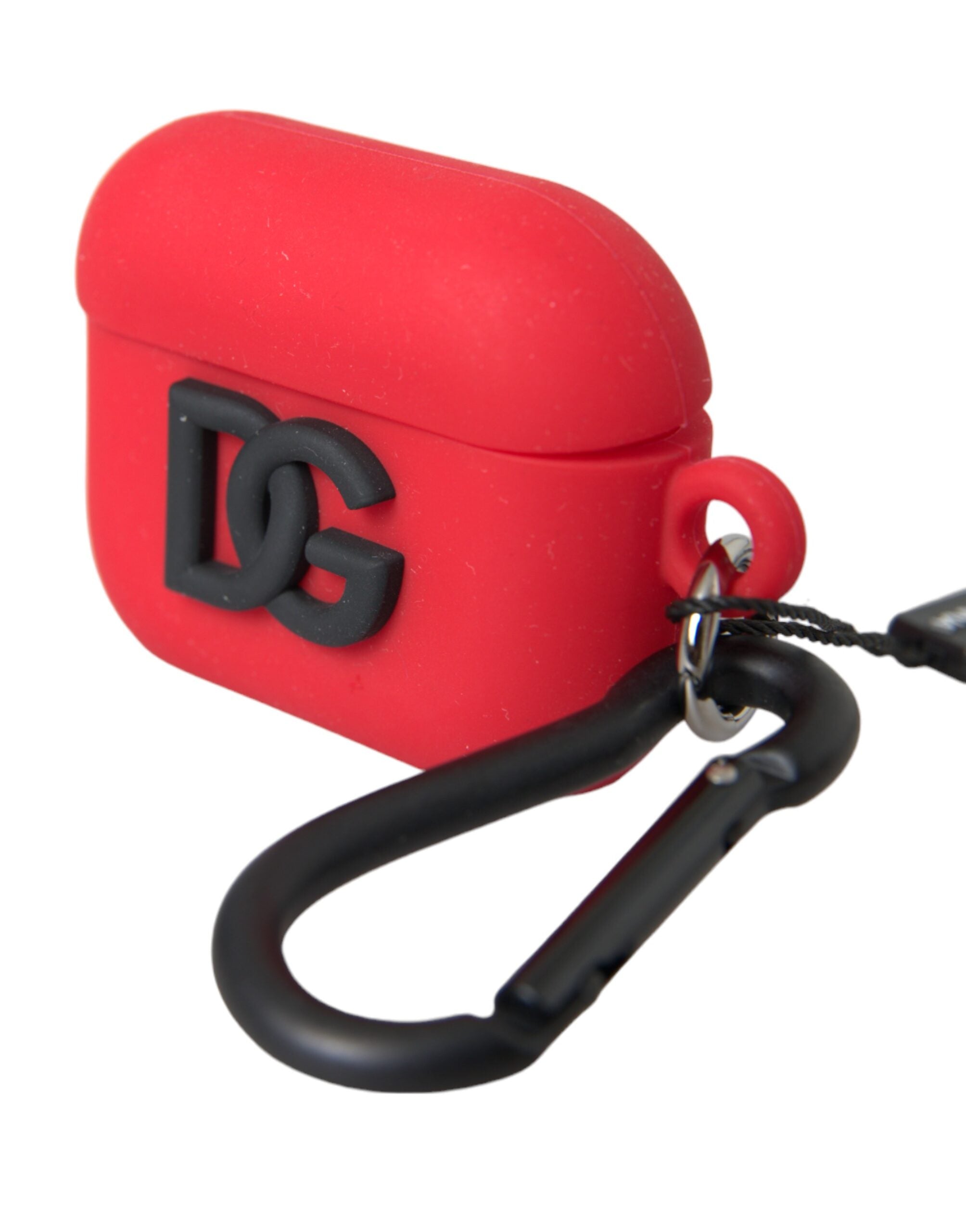 Dolce & Gabbana Red Silicone Rubber Logo Embossed Airpods Women's Case