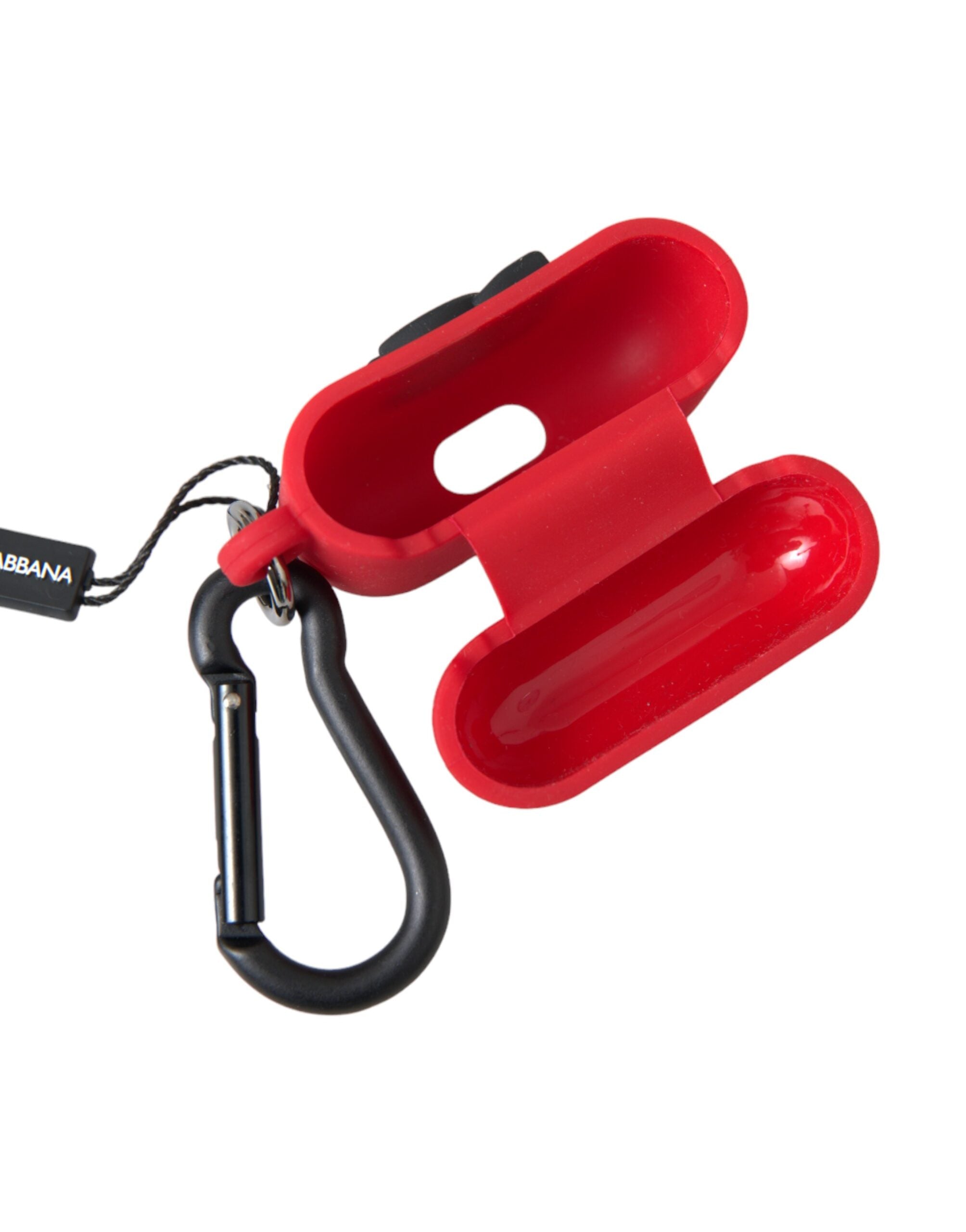 Dolce & Gabbana Red Silicone Rubber Logo Embossed Airpods Women's Case