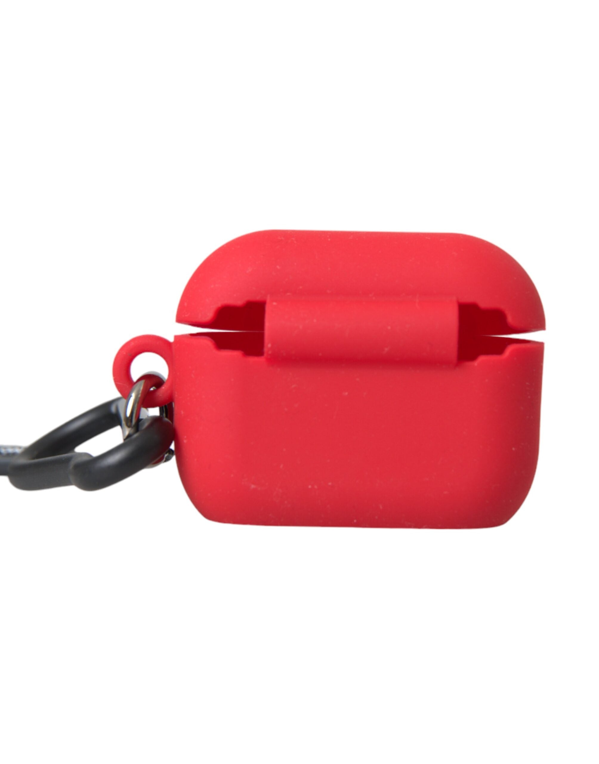 Dolce & Gabbana Red Silicone Rubber Logo Embossed Airpods Women's Case
