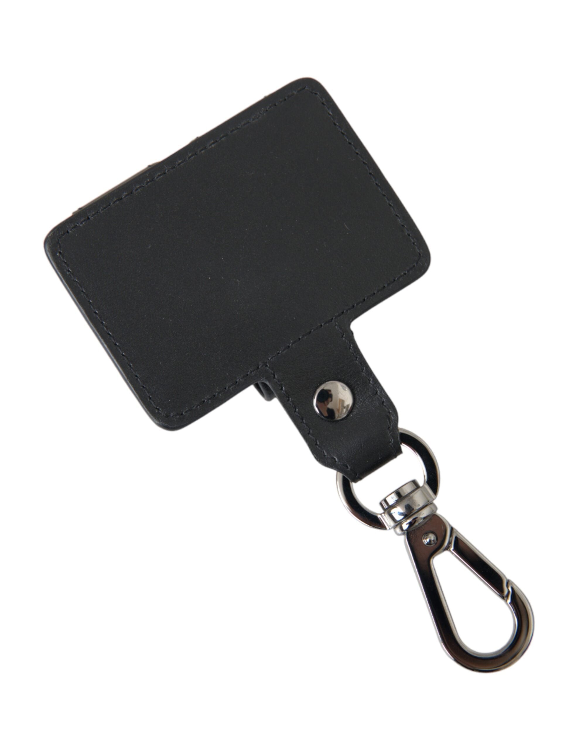 Dolce & Gabbana Black Plain Leather Silver Metal Airpods Women's Case