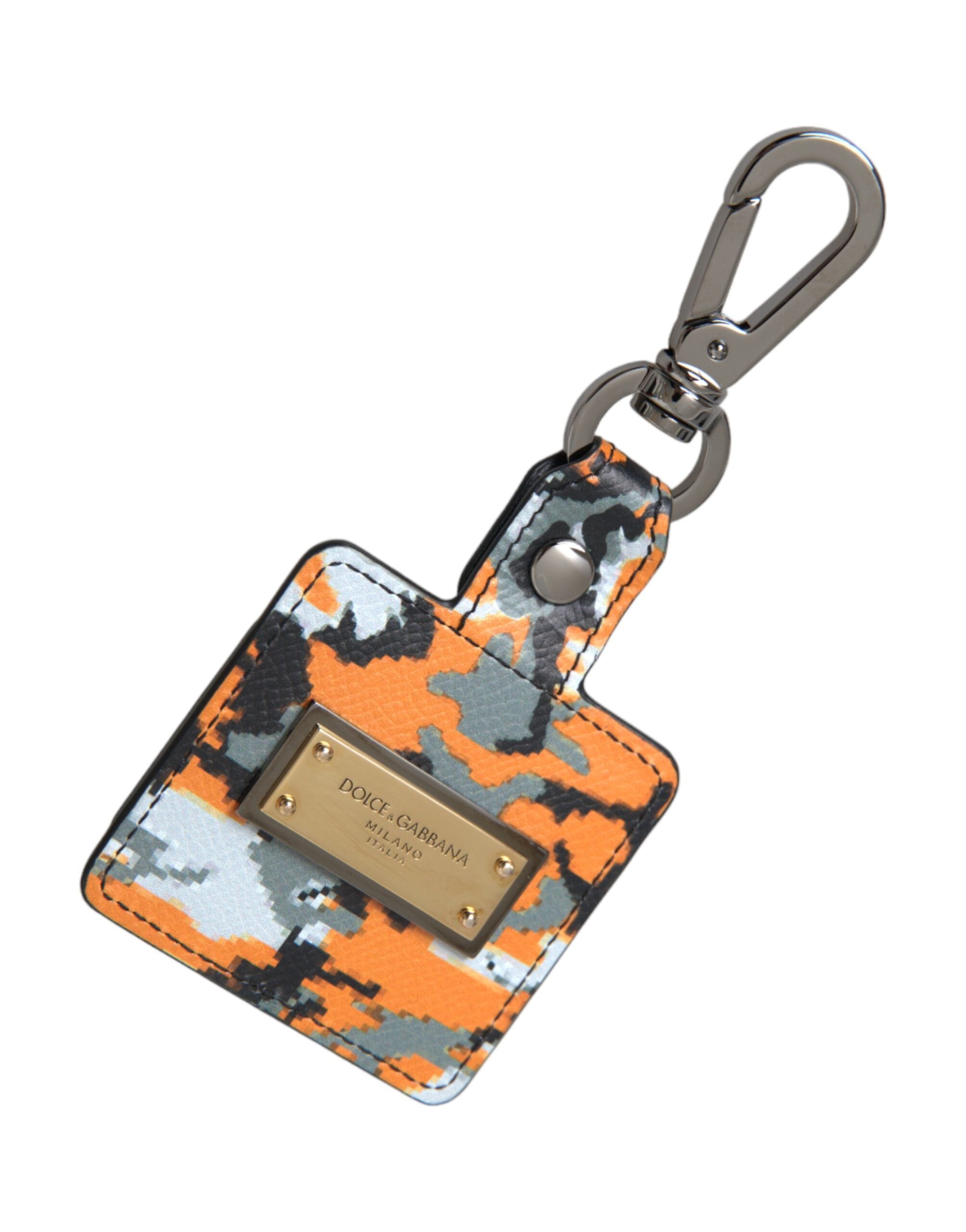 Dolce & Gabbana Multicolor Camouflage Print Leather Logo Metal Airpods Women's Case
