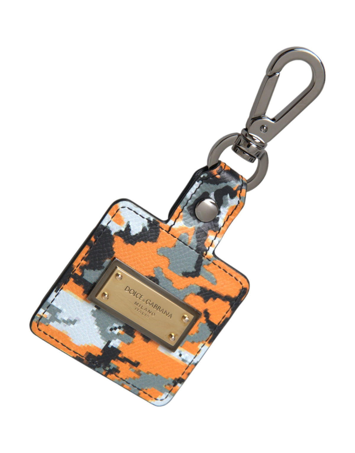 Dolce & Gabbana Multicolor Camouflage Print Leather Logo Metal Airpods Women's Case