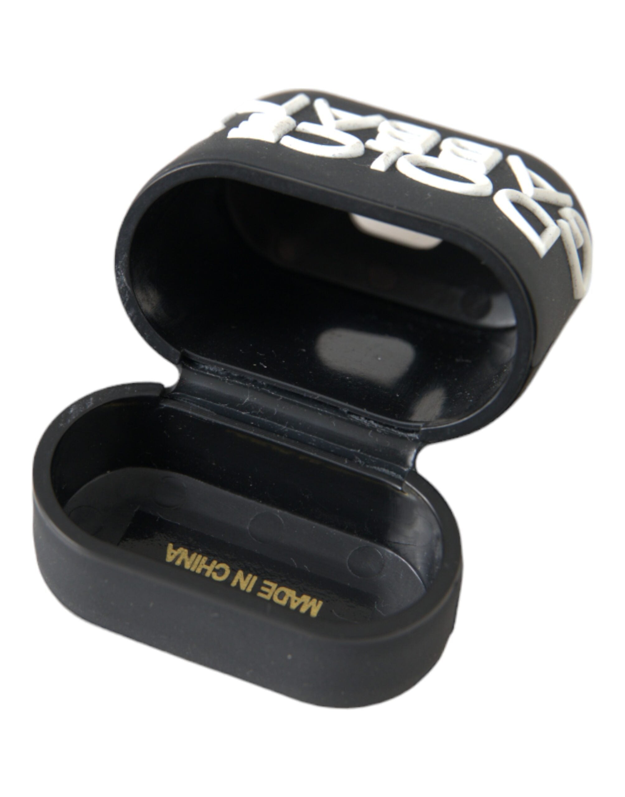 Dolce & Gabbana Black White Silicone Embossed Logo Airpods Women's Case